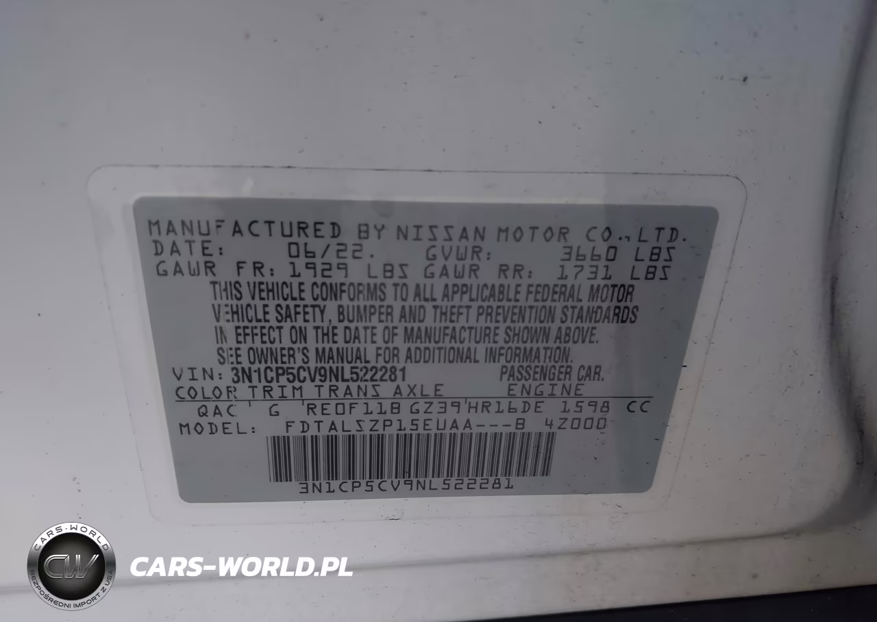 2022 Nissan Kicks Sv Xtronic Cvt VIN:3N1CP5CV9NL522281 - 9