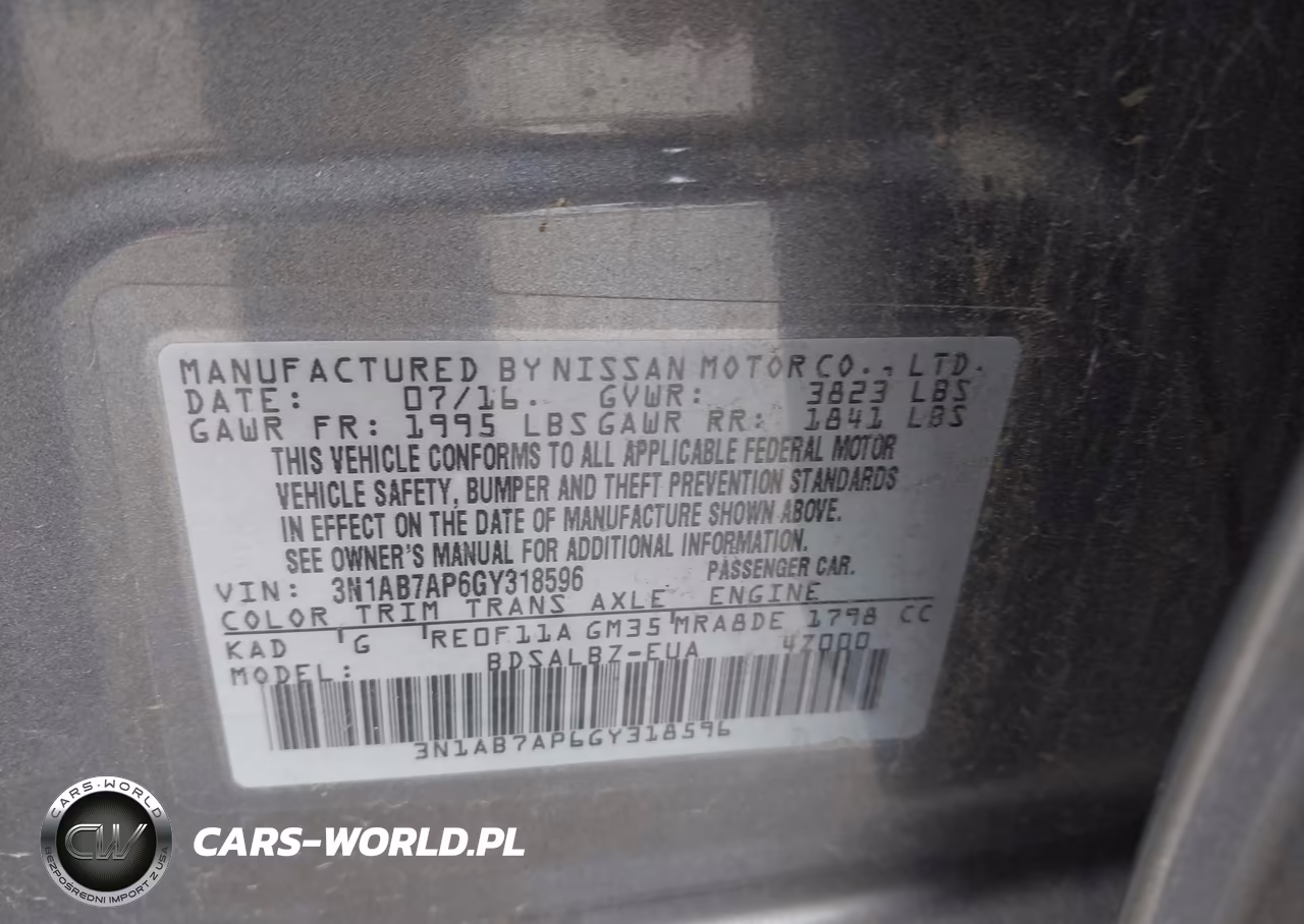 2016 Nissan Sentra S VIN:3N1AB7AP6GY318596 - 9