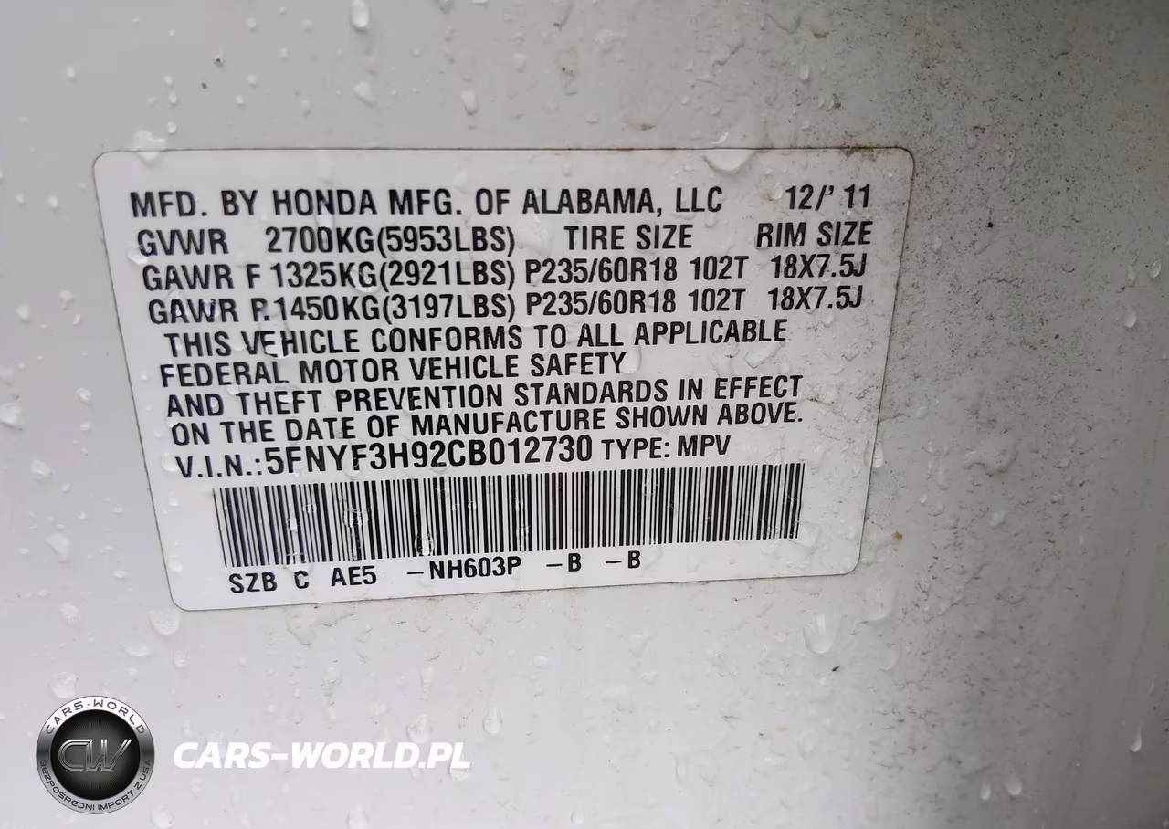 2012 Honda Pilot Touring VIN:5FNYF3H92CB012730 - 9
