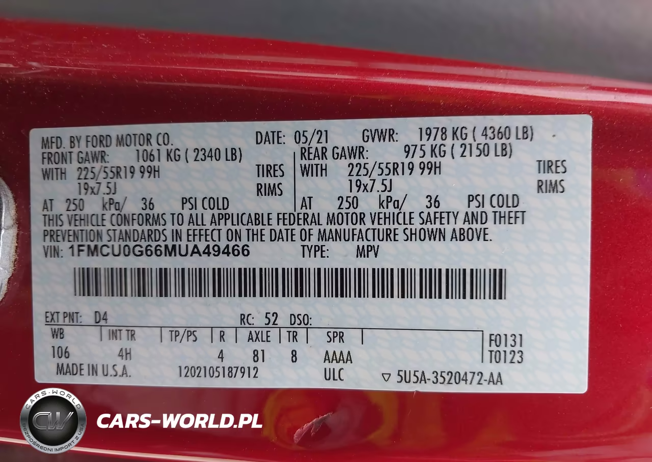 2021 Ford Escape Se VIN:1FMCU0G66MUA49466 - 9