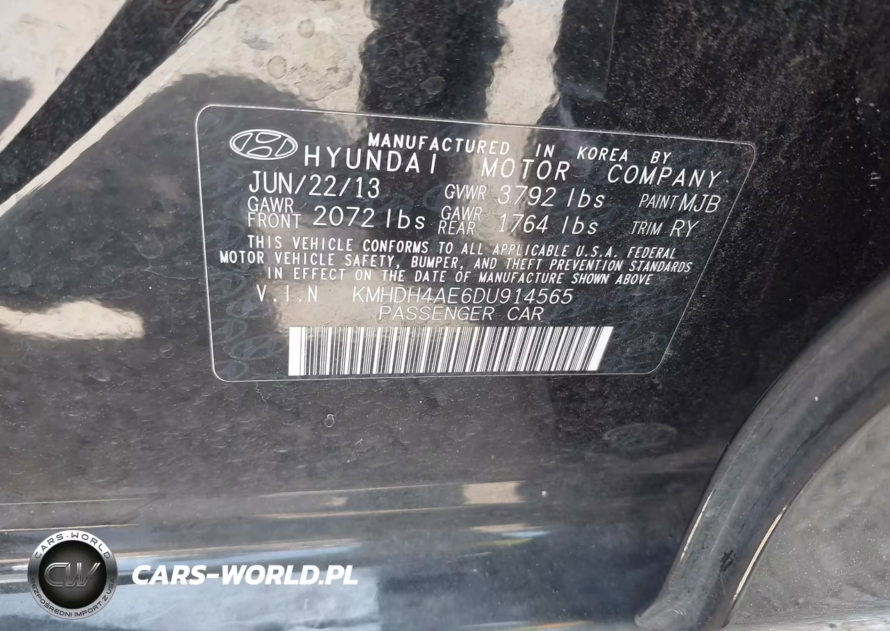 2013 Hyundai Elantra Limited VIN:KMHDH4AE6DU914565 - 9