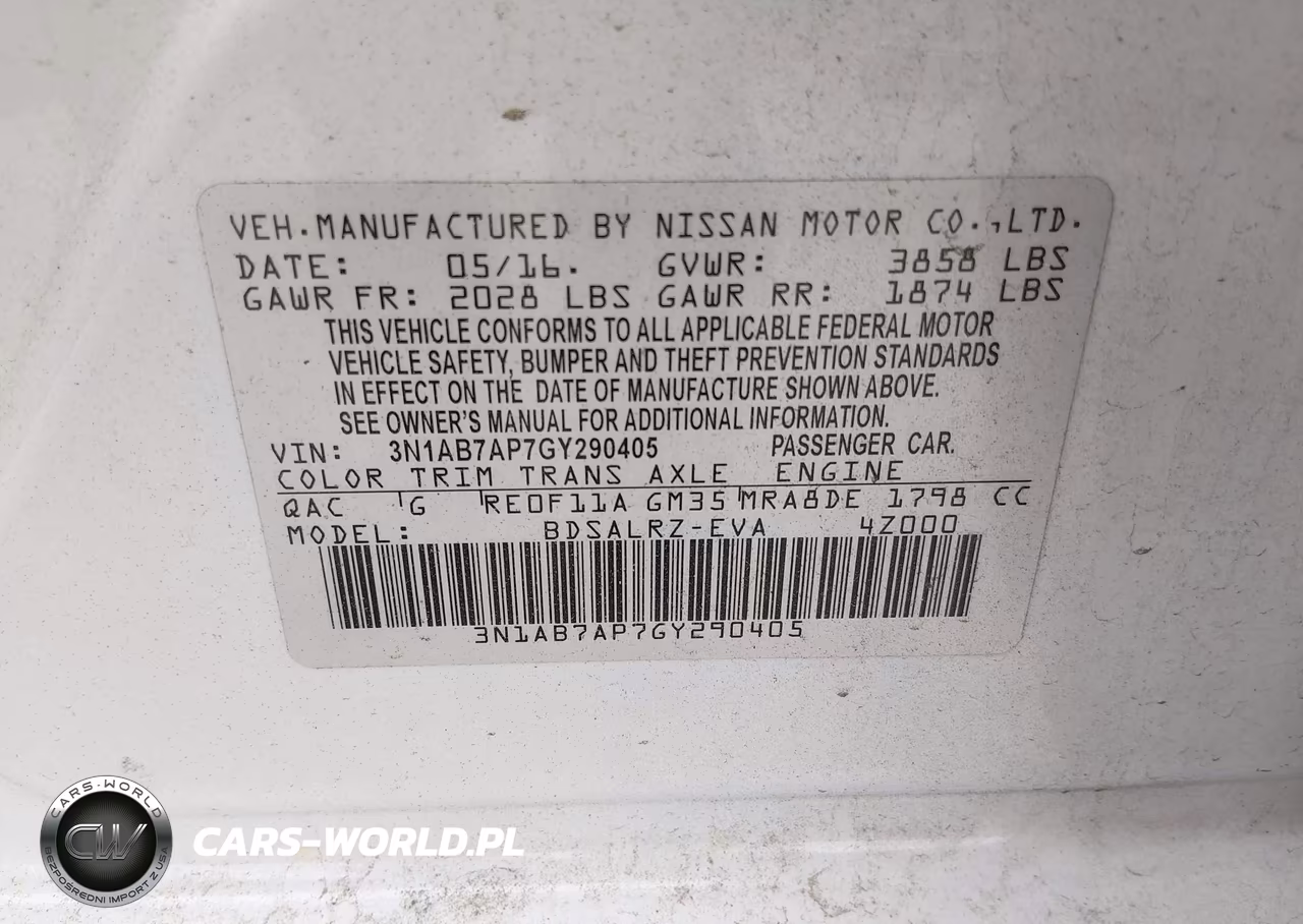 2016 Nissan Sentra Sr VIN:3N1AB7AP7GY290405 - 9