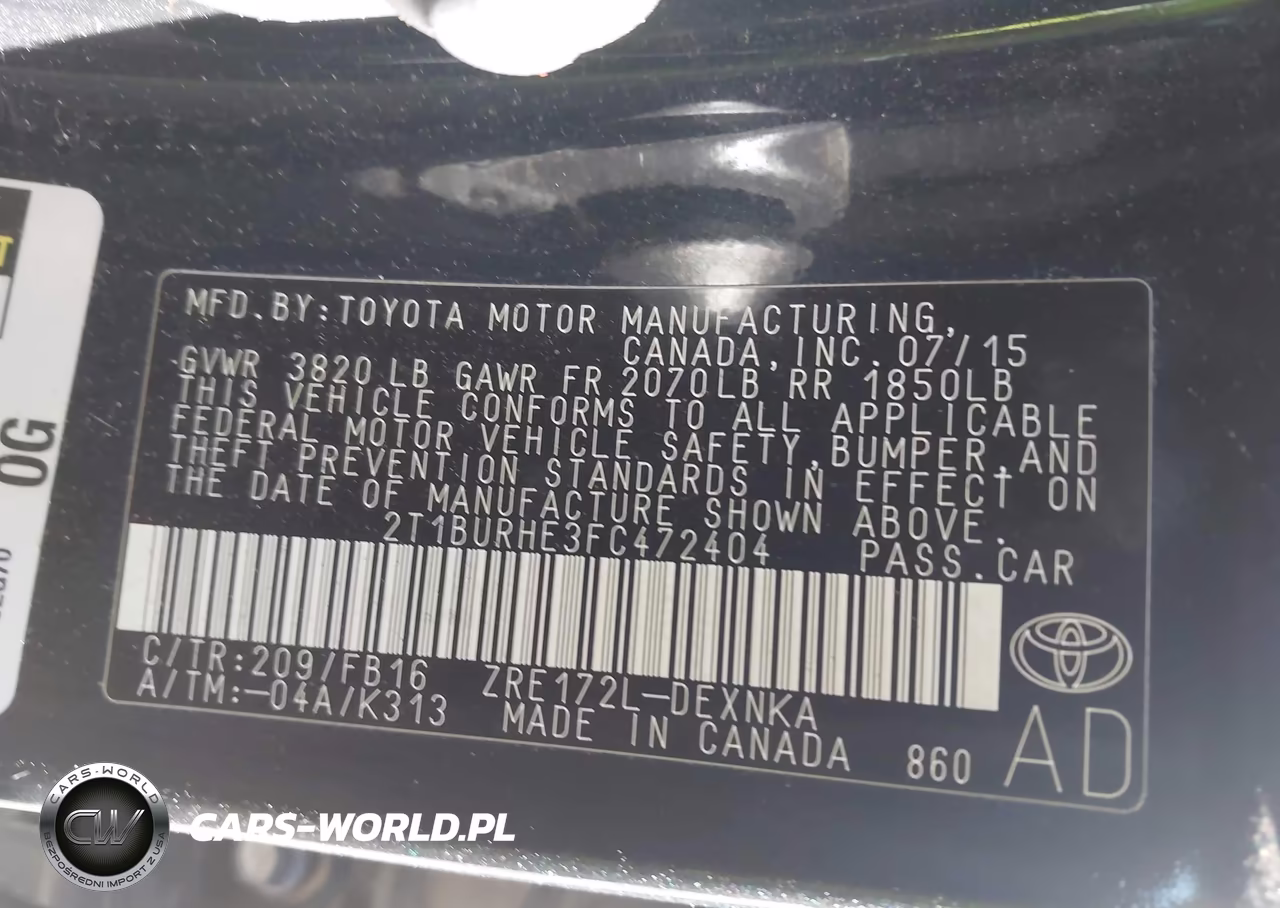2015 Toyota Corolla Le VIN:2T1BURHE3FC472404 - 9