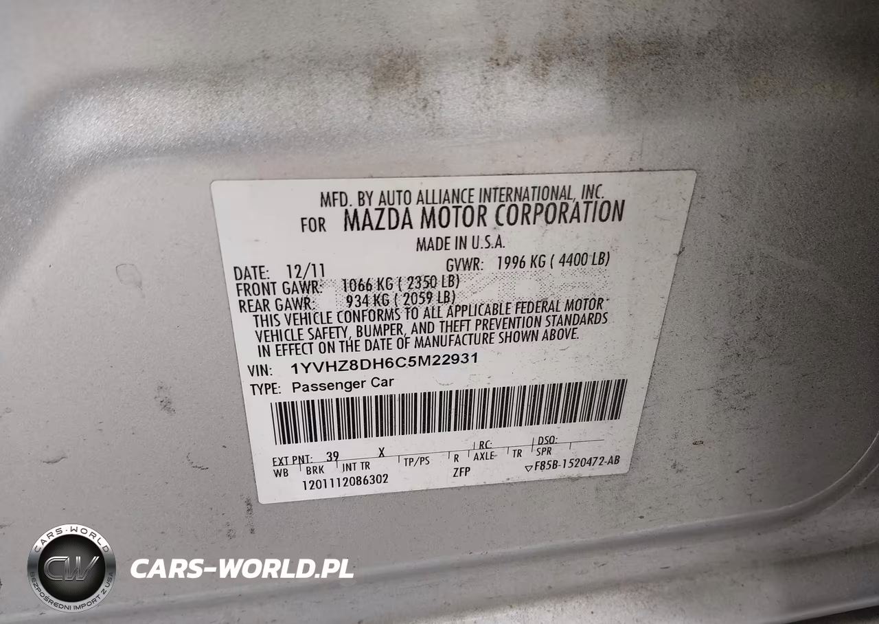 2012 Mazda 6 I VIN:1YVHZ8DH6C5M22931 - 9