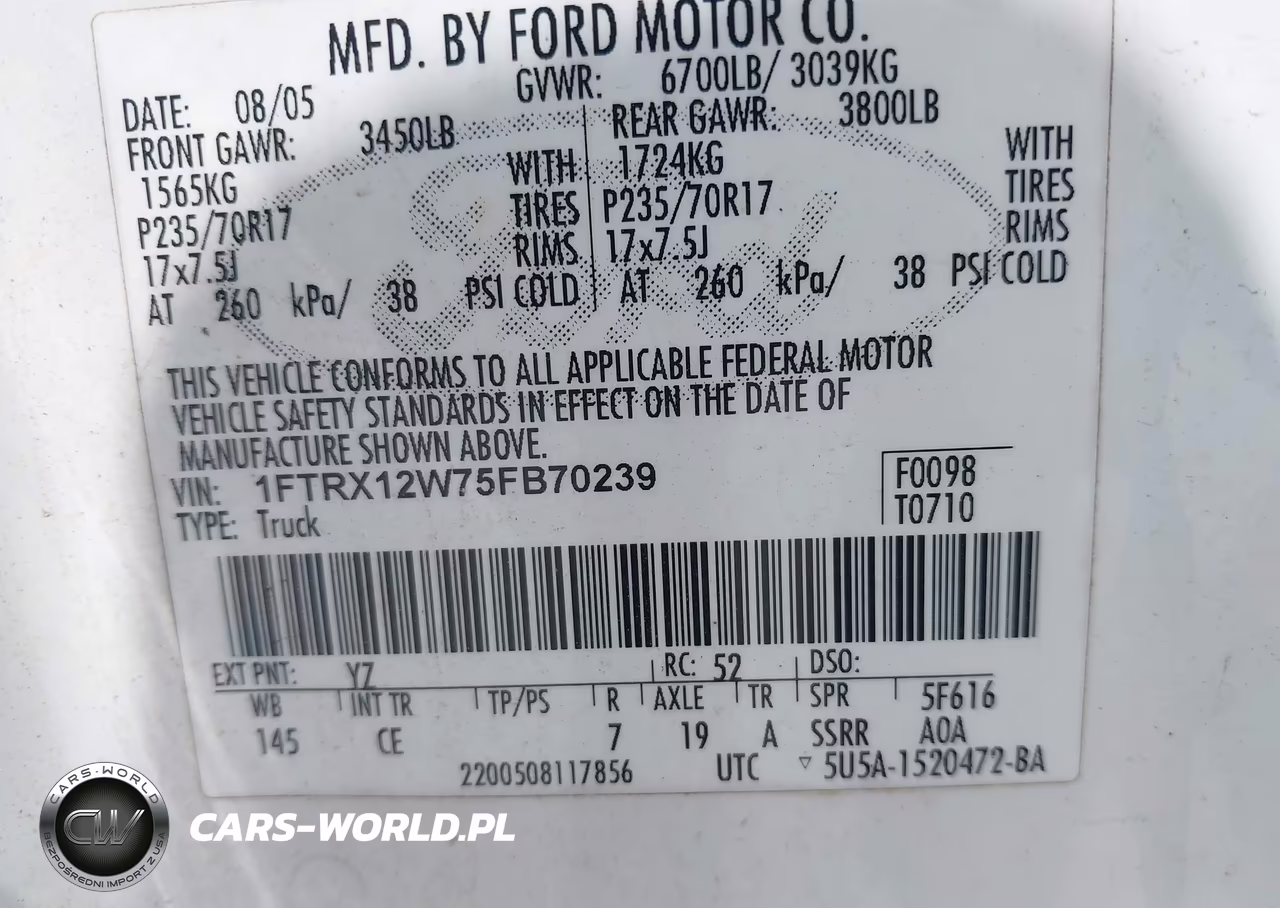2005 Ford F-150 Stx-Xl-Xlt VIN:1FTRX12W75FB70239 - 9