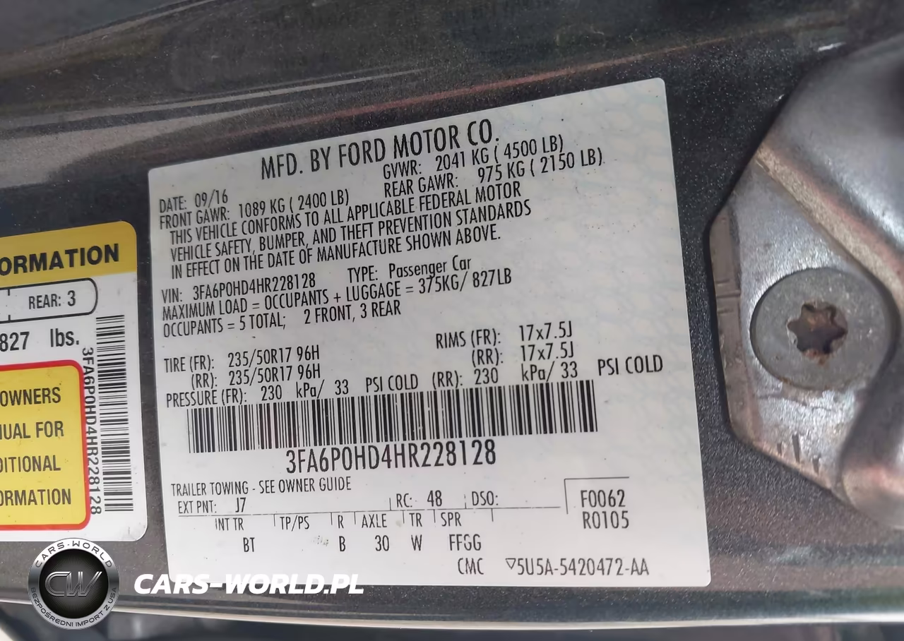 2017 Ford Fusion Se VIN:3FA6P0HD4HR228128 - 9