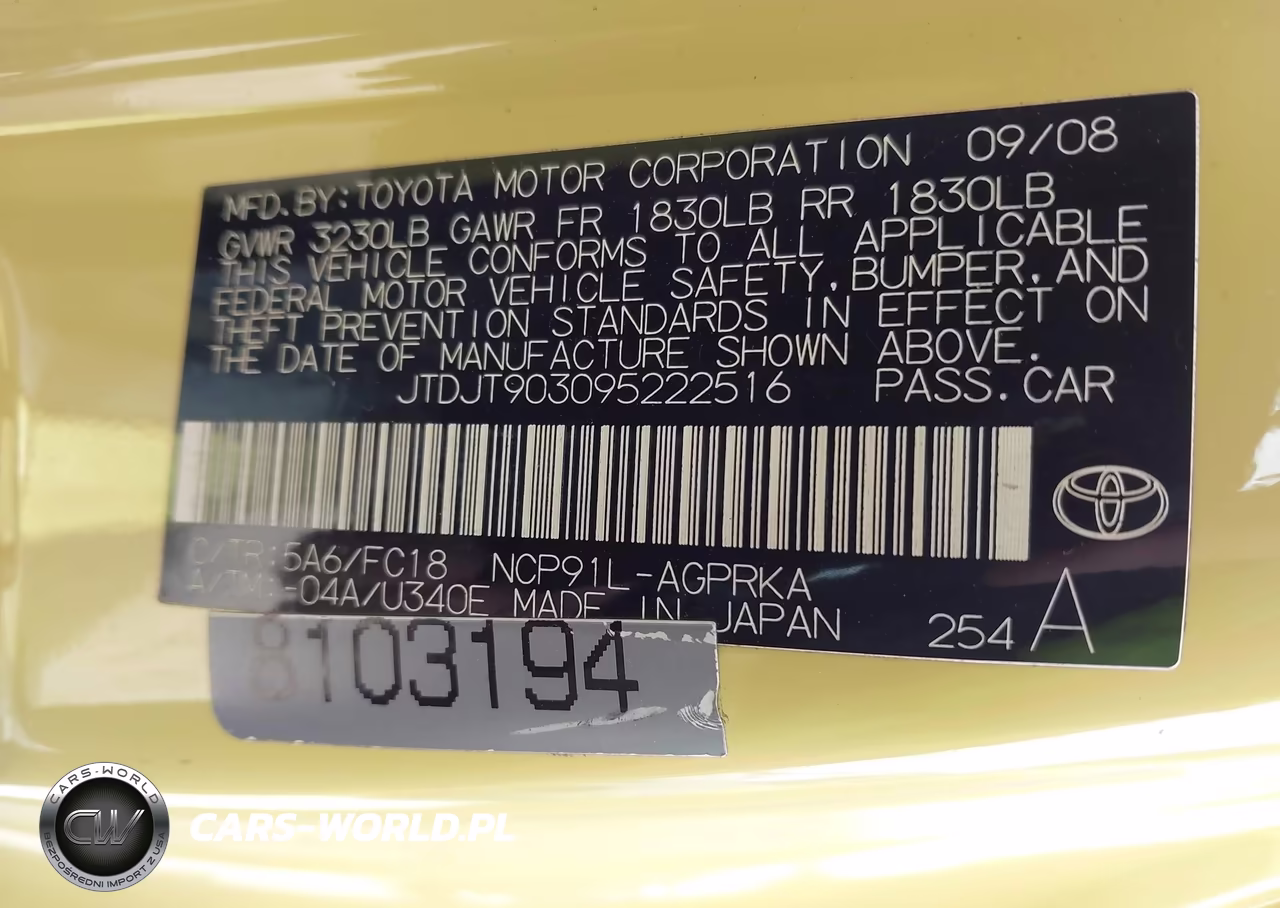 2009 Toyota Yaris VIN:JTDJT903095222516 - 9