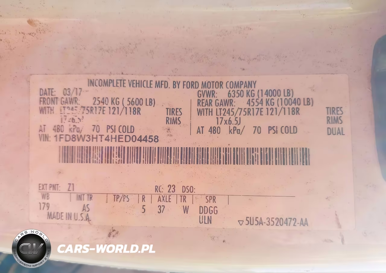 2017 Ford F-350 Chassis Xl VIN:1FD8W3HT4HED04458 - 8