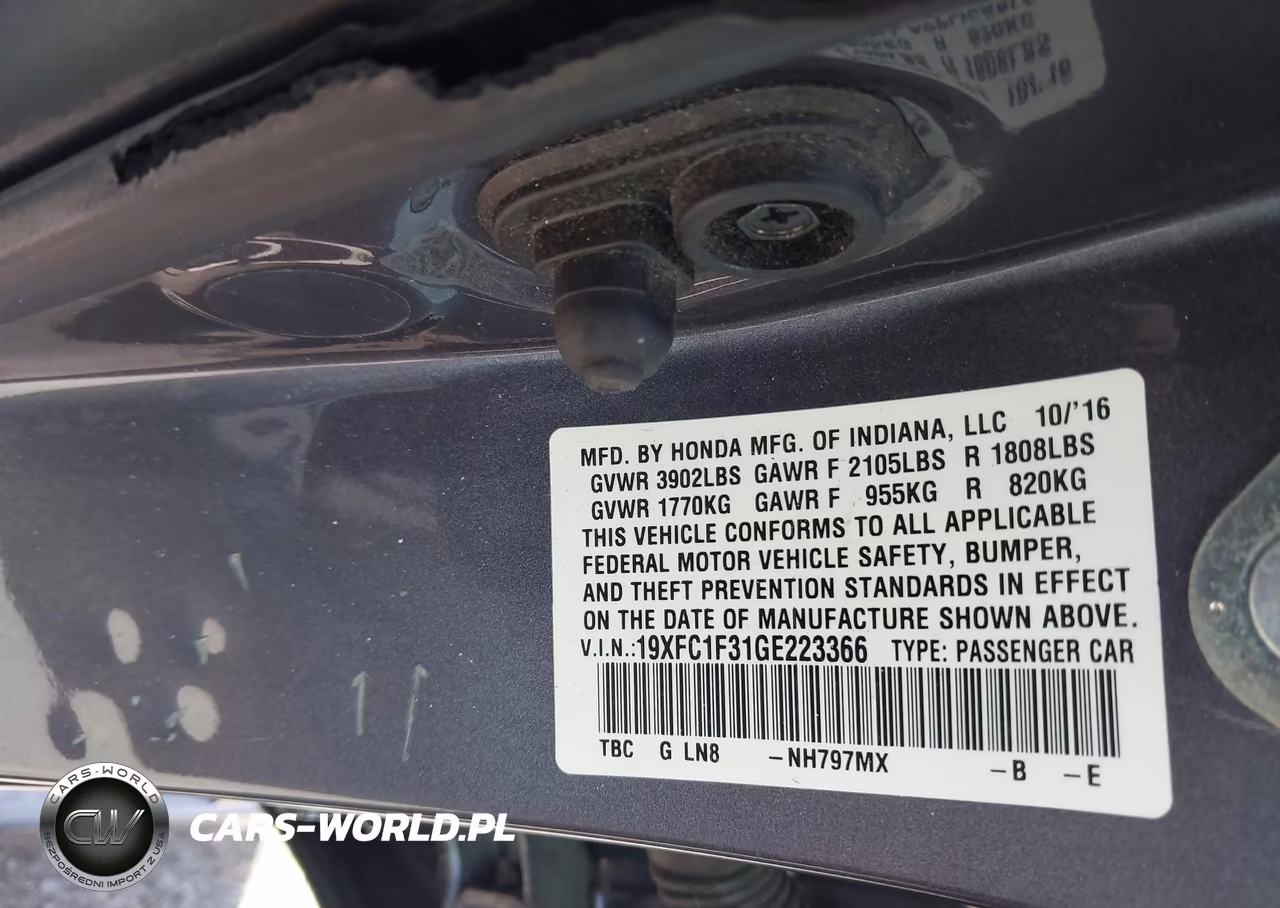 2016 Honda Civic Ex-T VIN:19XFC1F31GE223366 - 9
