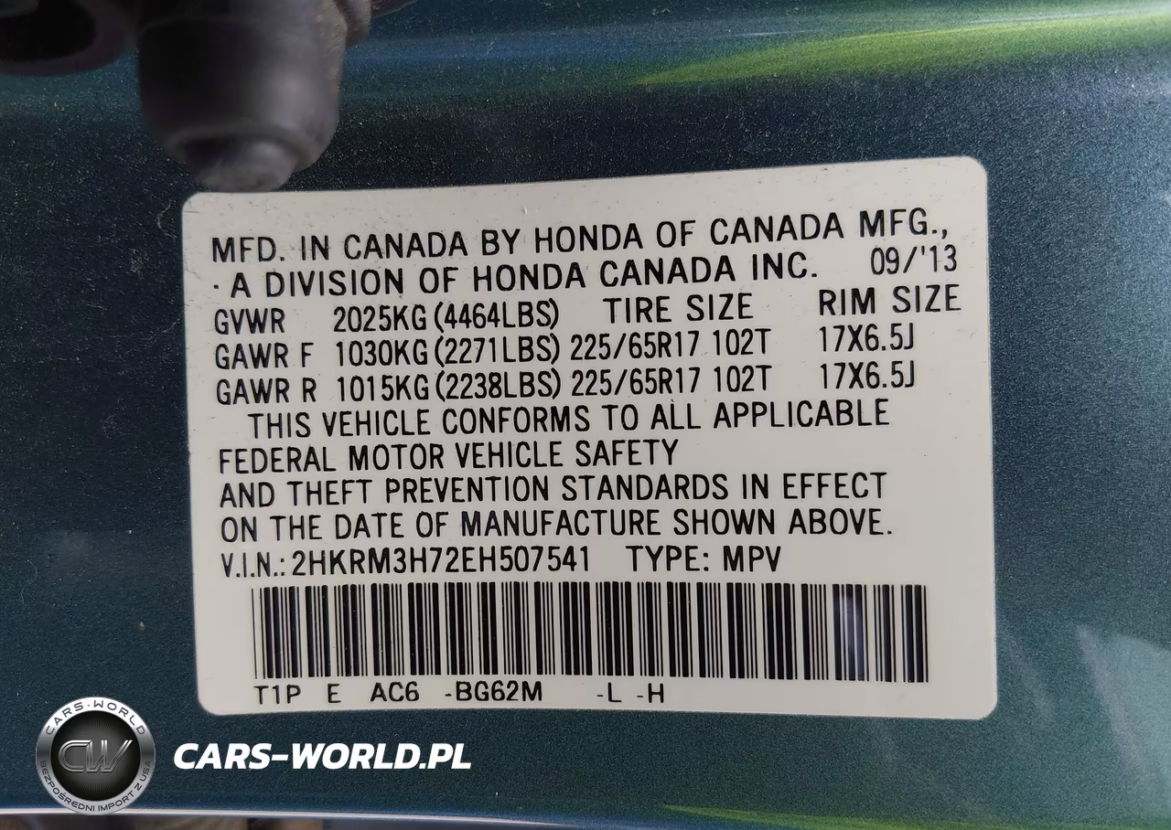 2014 Honda Cr-V Ex-L VIN:2HKRM3H72EH507541 - 9