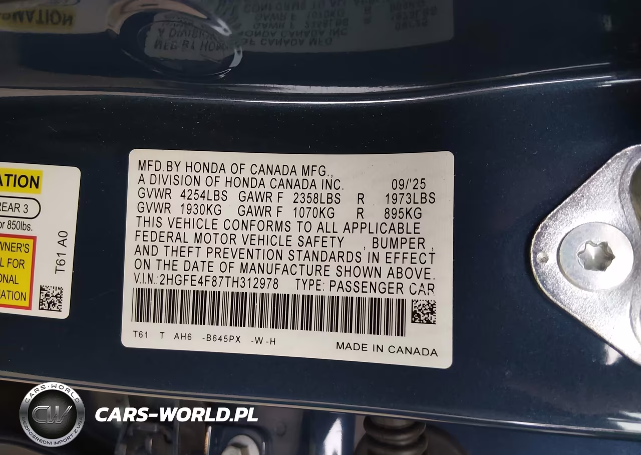 2026 Honda Civic Hybrid Sport-Sport Touring VIN:2HGFE4F87TH312978 - 9