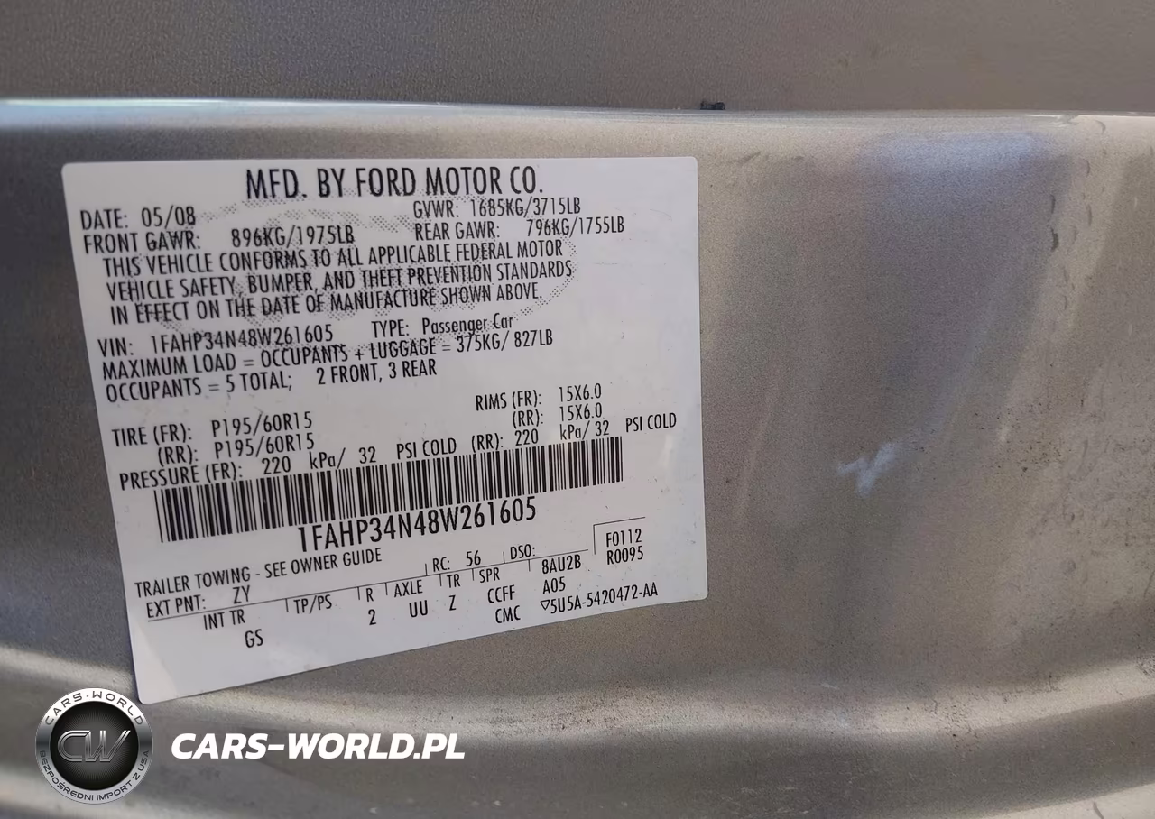 2008 Ford Focus S VIN:1FAHP34N48W261605 - 9