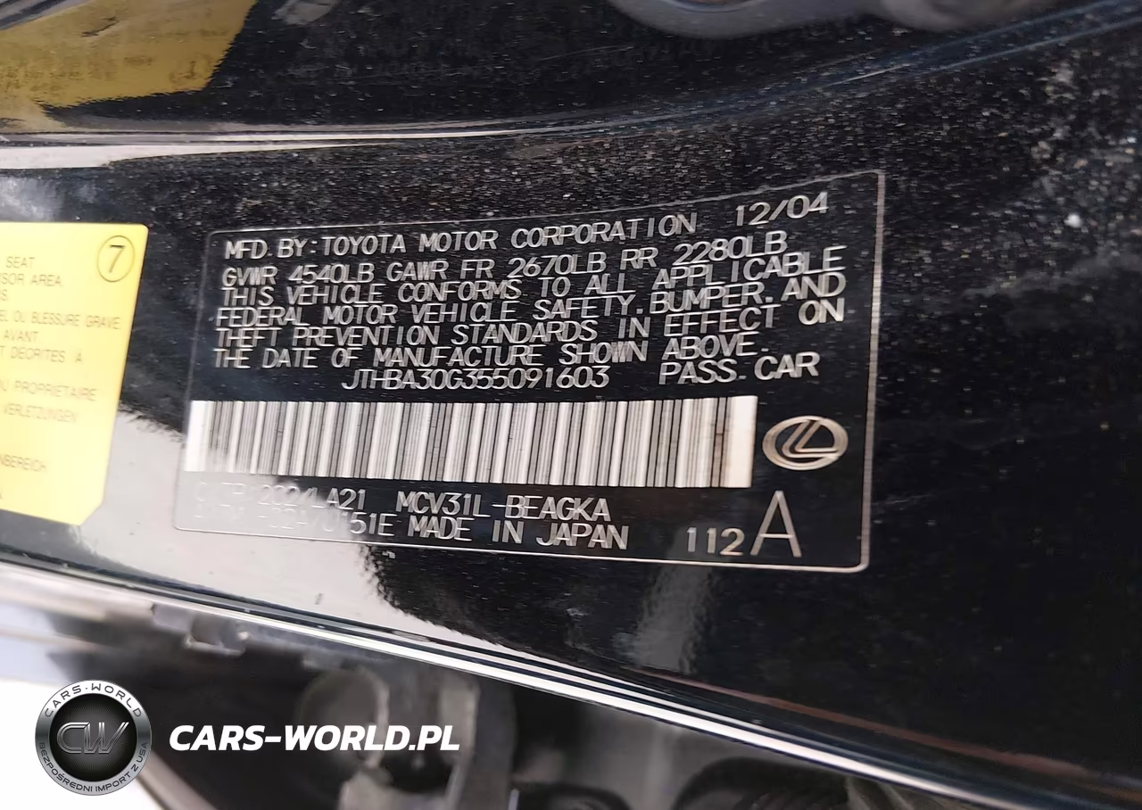 2005 Lexus Es 330 VIN:JTHBA30G355091603 - 9