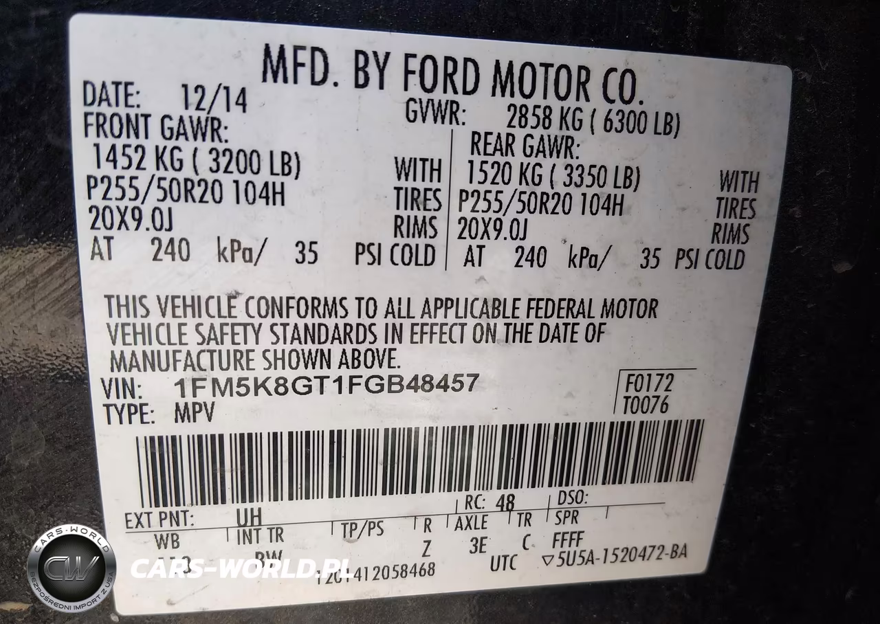 2015 Ford Explorer Sport VIN:1FM5K8GT1FGB48457 - 9