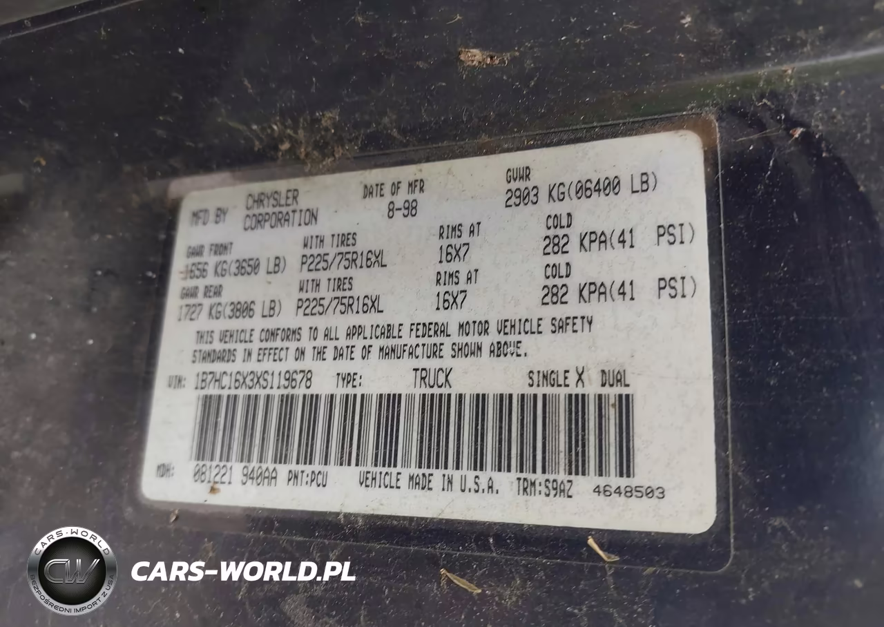 1999 Dodge Ram 1500 St-Ws VIN:1B7HC16X3XS119678 - 9