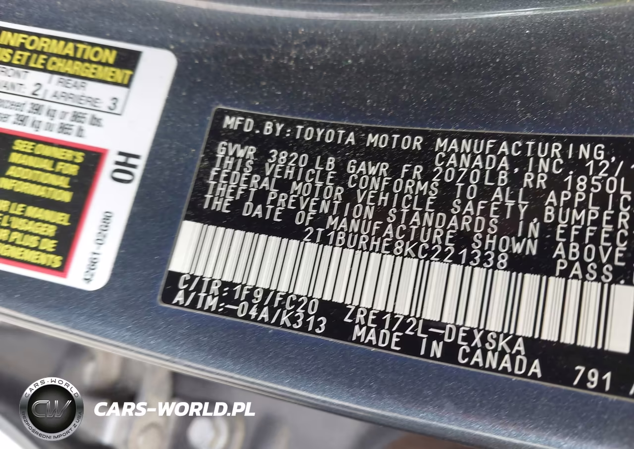2019 Toyota Corolla Se VIN:2T1BURHE8KC221338 - 9