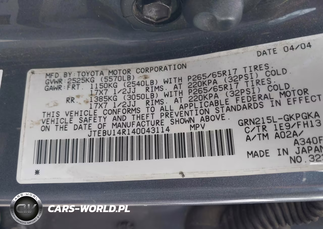 2004 Toyota 4Runner Sr5 Sport V6 VIN:JTEBU14R140043114 - 9