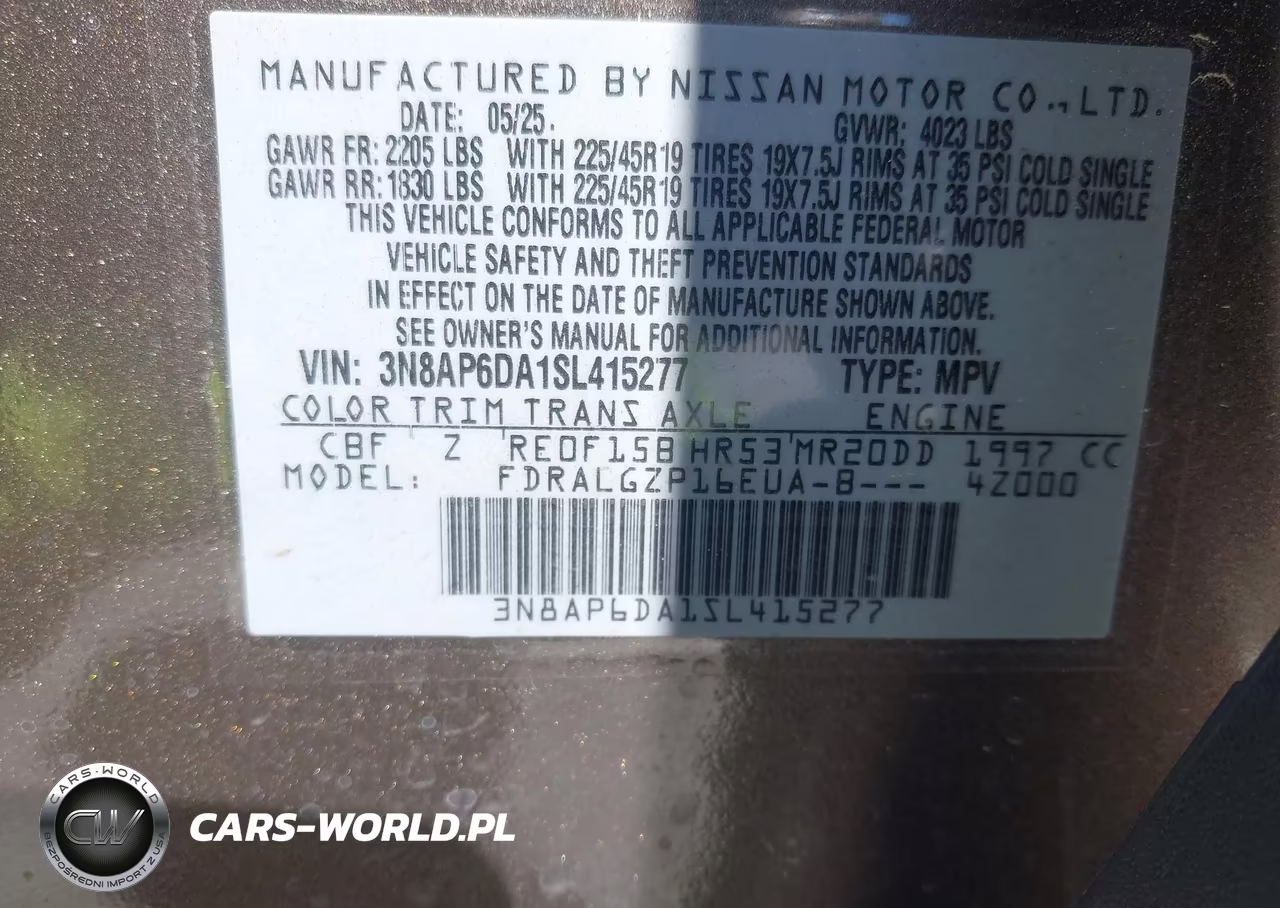 2025 Nissan Kicks Sr Fwd VIN:3N8AP6DA1SL415277 - 9