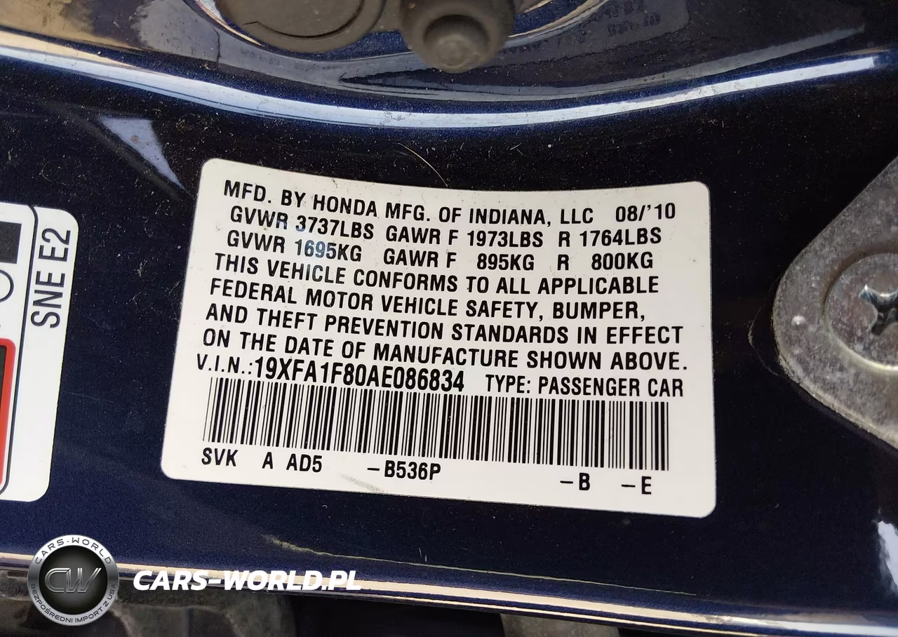 2010 Honda Civic Ex VIN:19XFA1F80AE086834 - 9