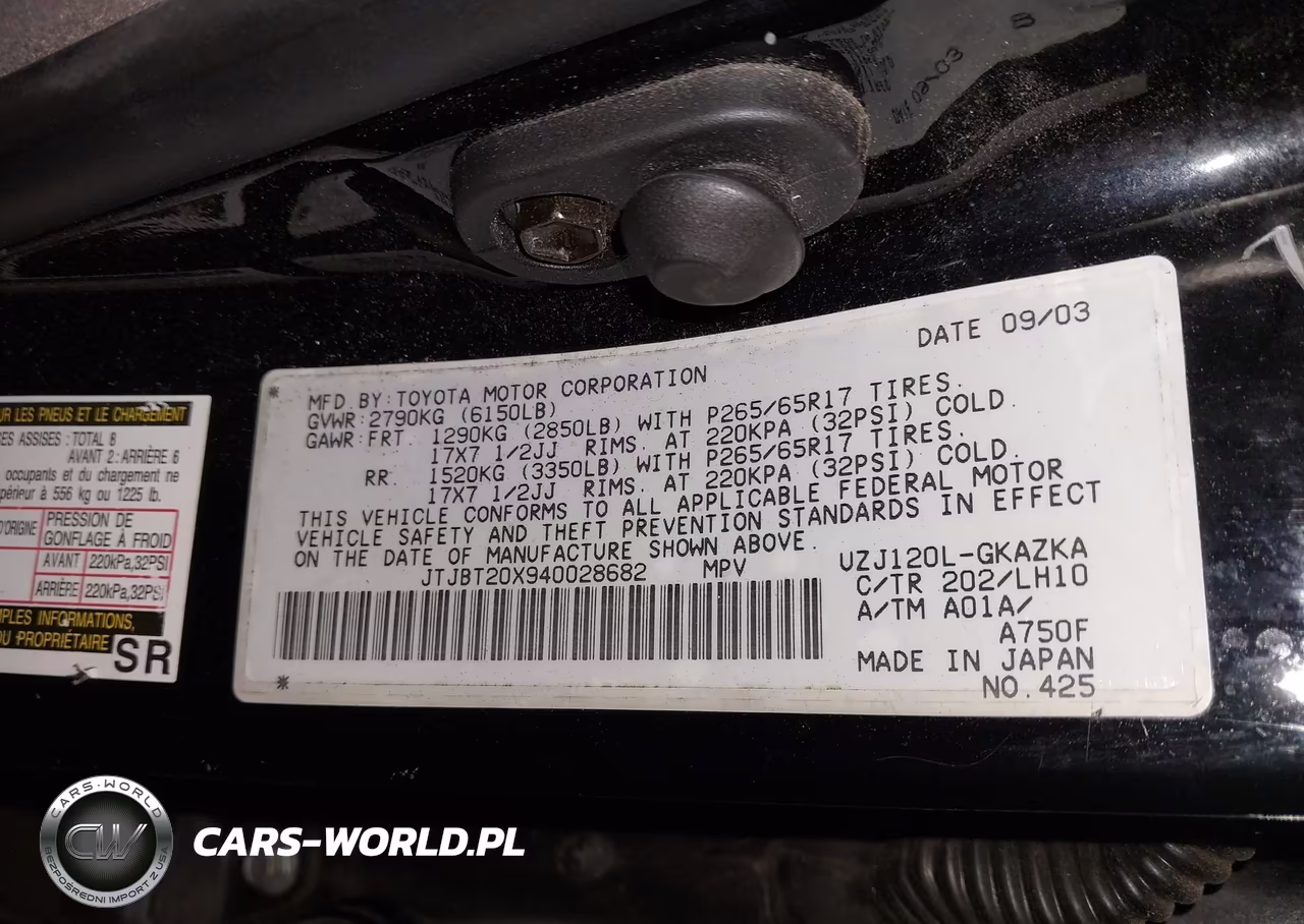 2004 Lexus Gx 470 VIN:JTJBT20X940028682 - 9