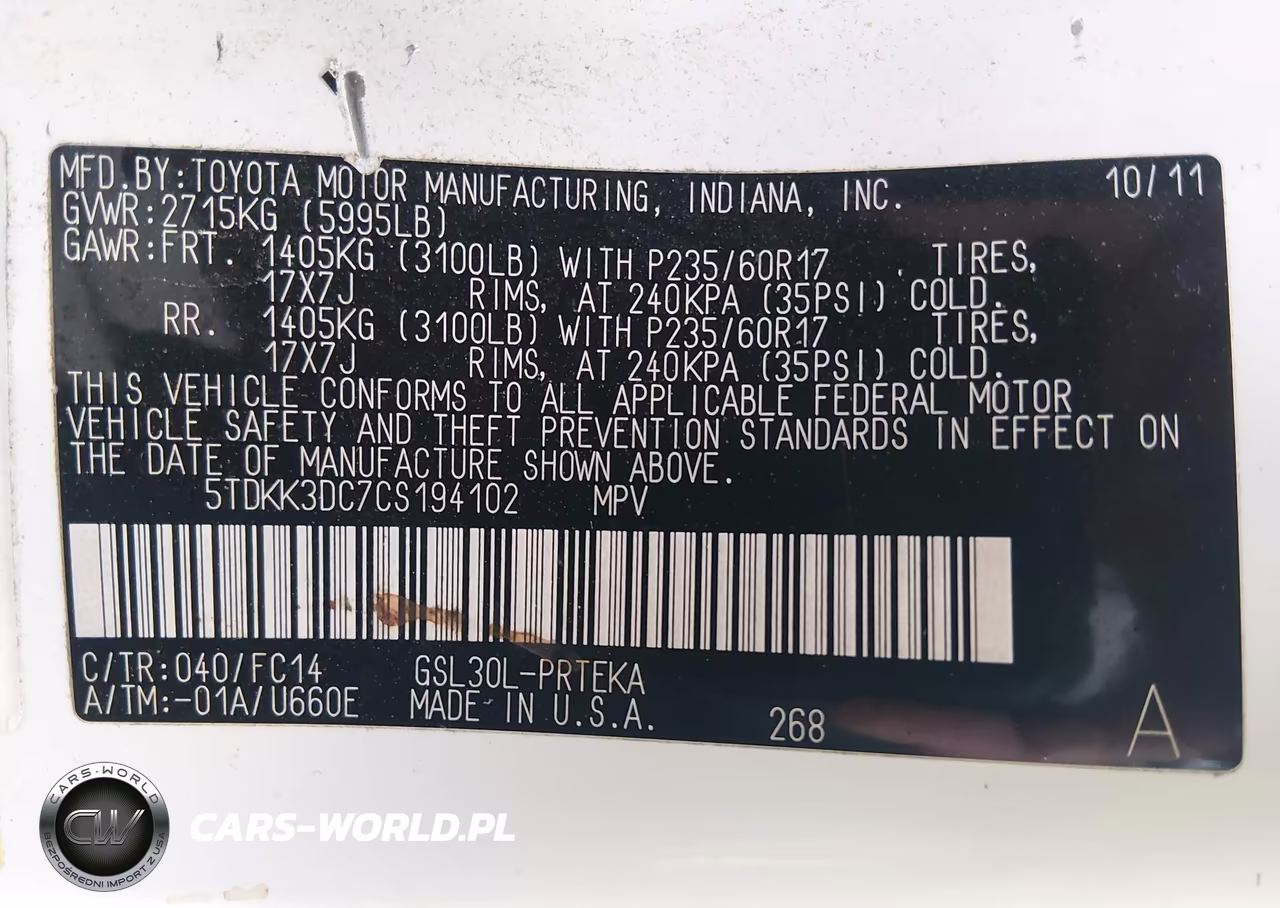2012 Toyota Sienna Le V6 8 Passenger VIN:5TDKK3DC7CS194102 - 9