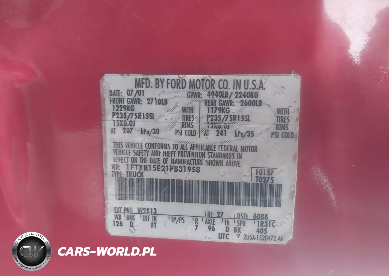 2001 Ford Ranger Edge-Xlt VIN:1FTYR15E21PB31958 - 9