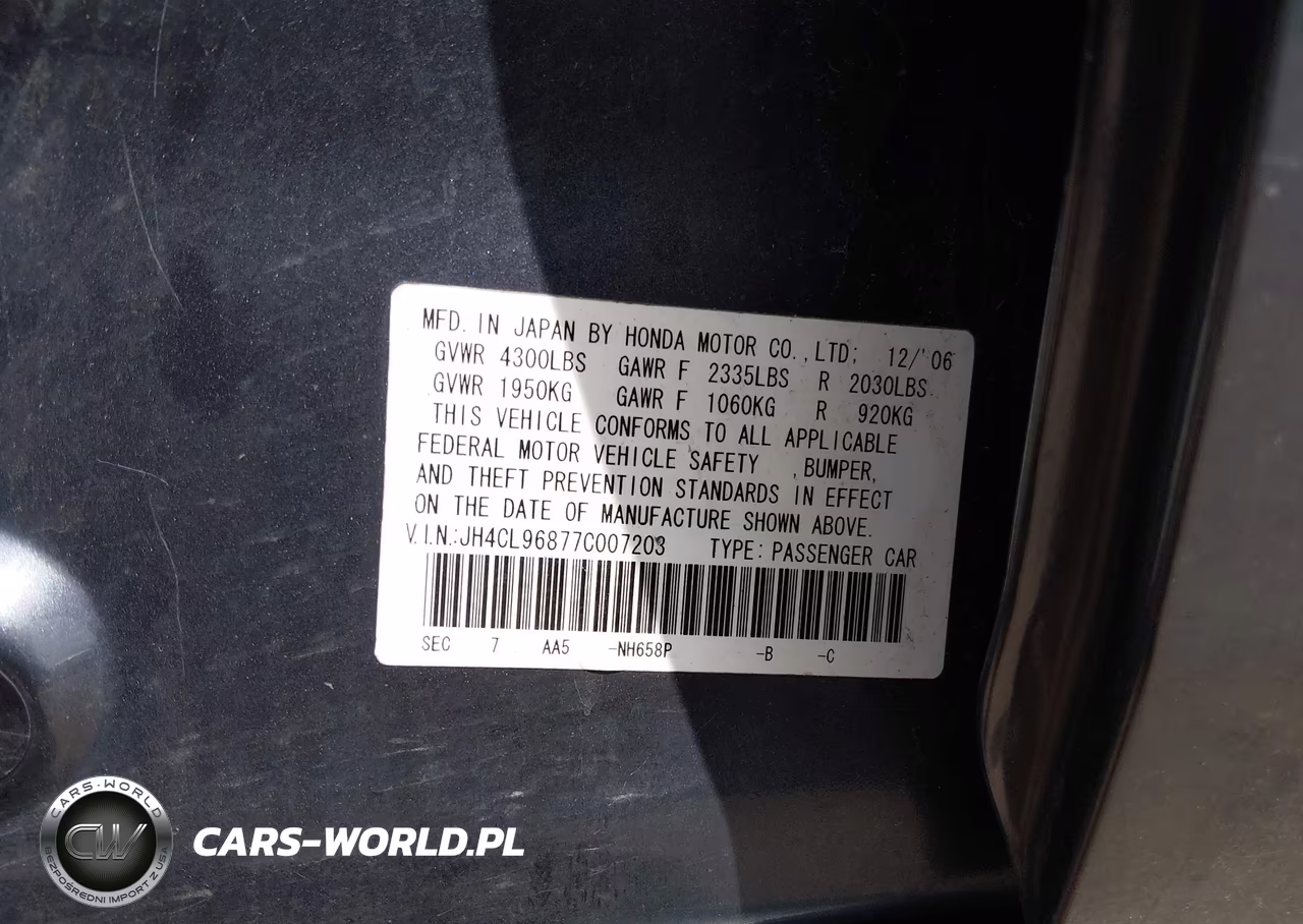 2007 Acura Tsx VIN:JH4CL96877C007203 - 9