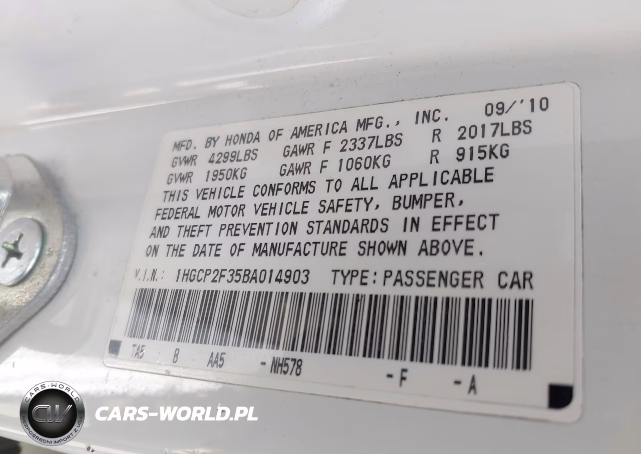 2011 Honda Accord 2.4 Lx VIN:1HGCP2F35BA014903 - 9
