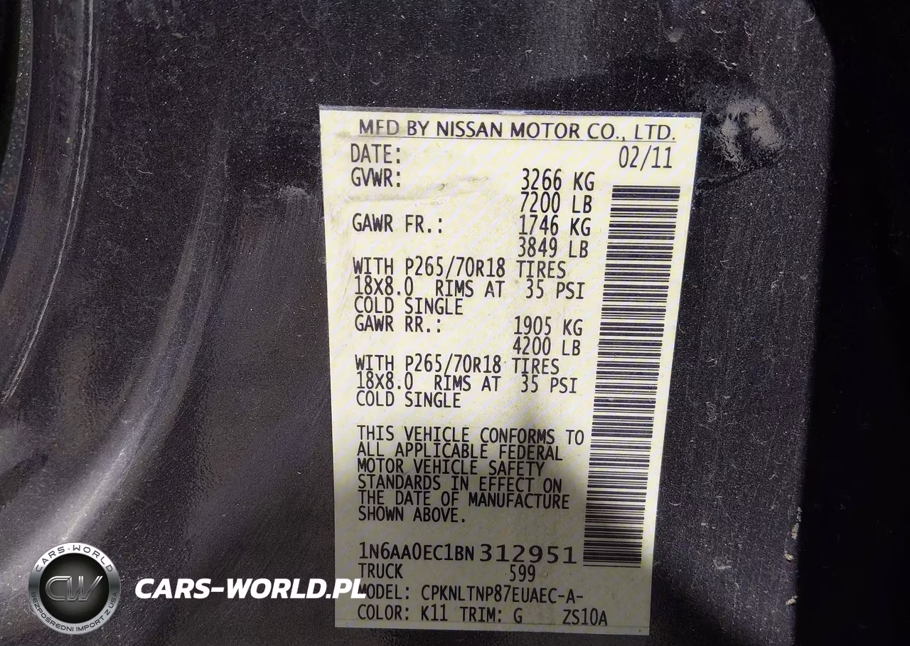 2011 Nissan Titan Sv VIN:1N6AA0EC1BN312951 - 9