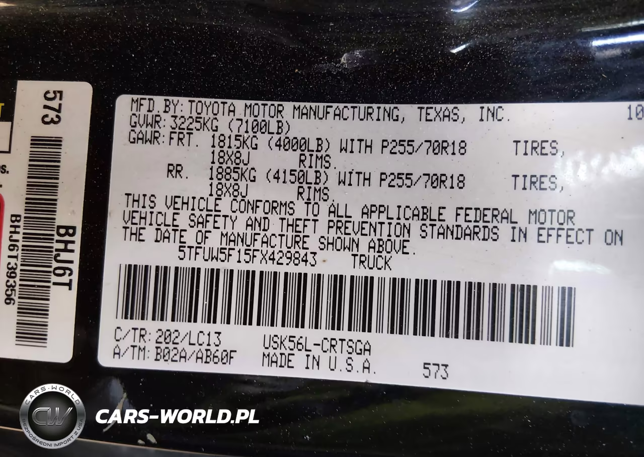 2015 Toyota Tundra Sr 5.7L V8 VIN:5TFUW5F15FX429843 - 9