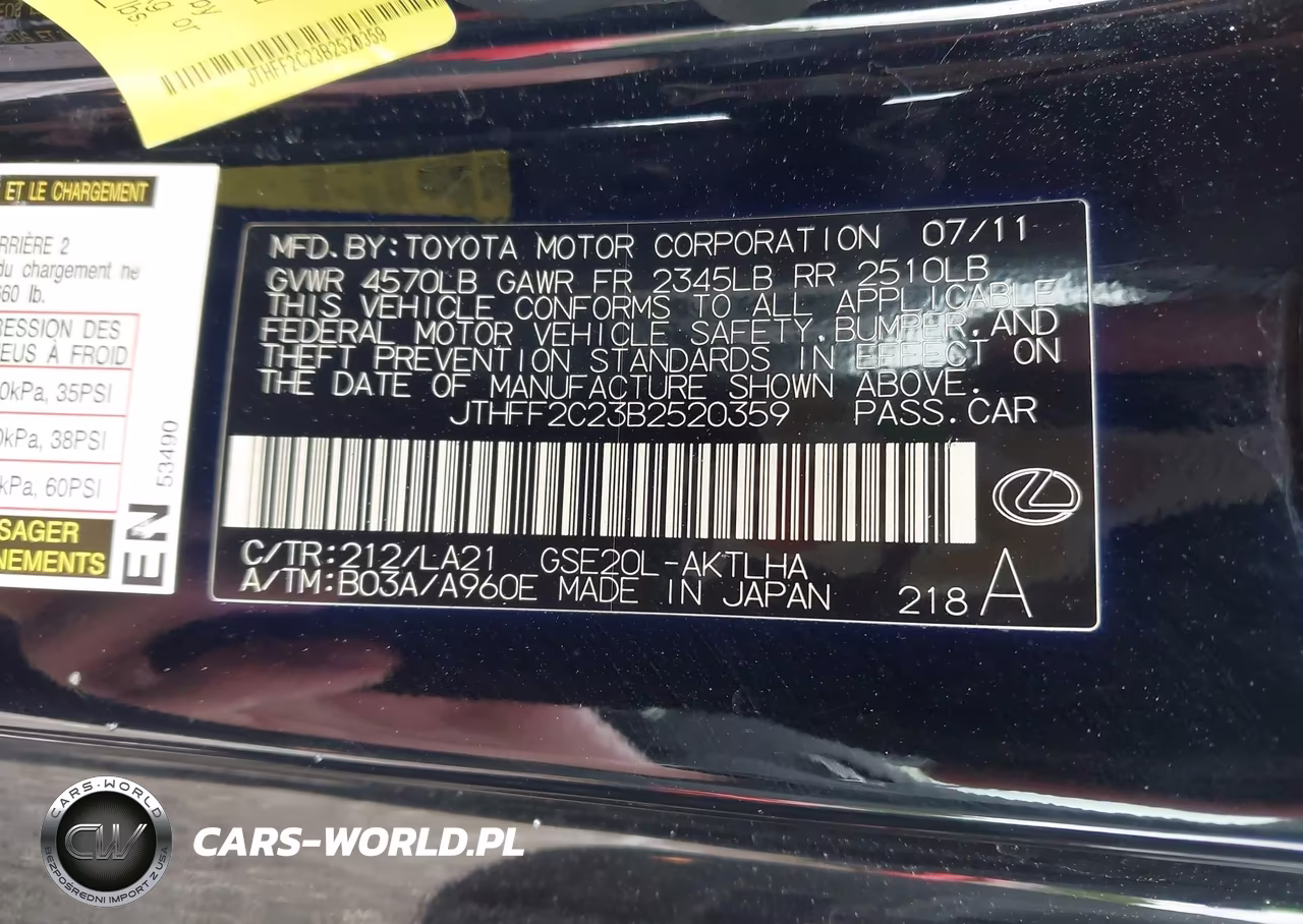 2011 Lexus Is 250C VIN:JTHFF2C23B2520359 - 9