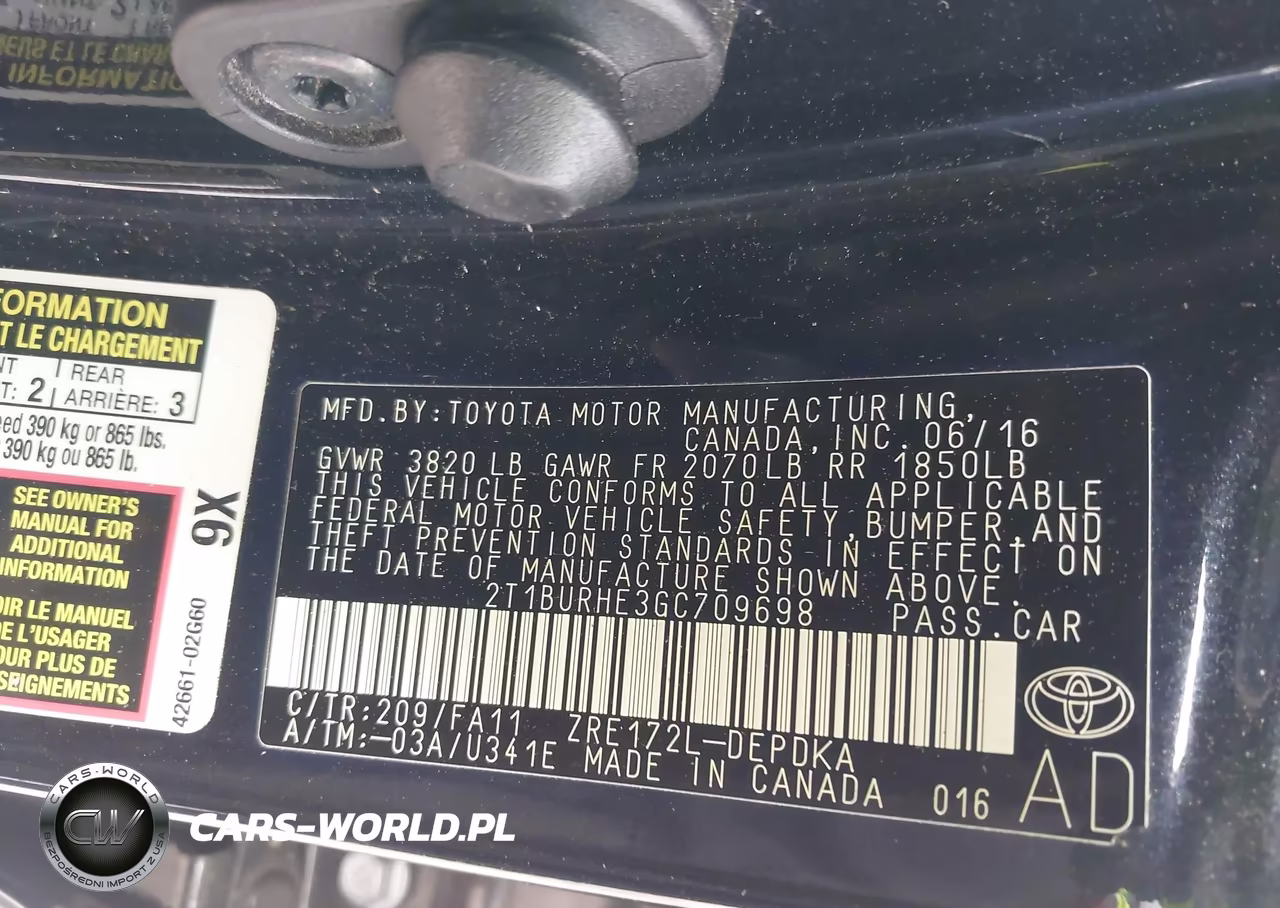 2016 Toyota Corolla L VIN:2T1BURHE3GC709698 - 9