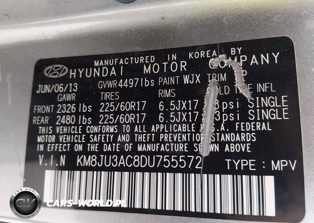 2013 Hyundai Tucson Gls VIN:KM8JU3AC8DU755572 - 9