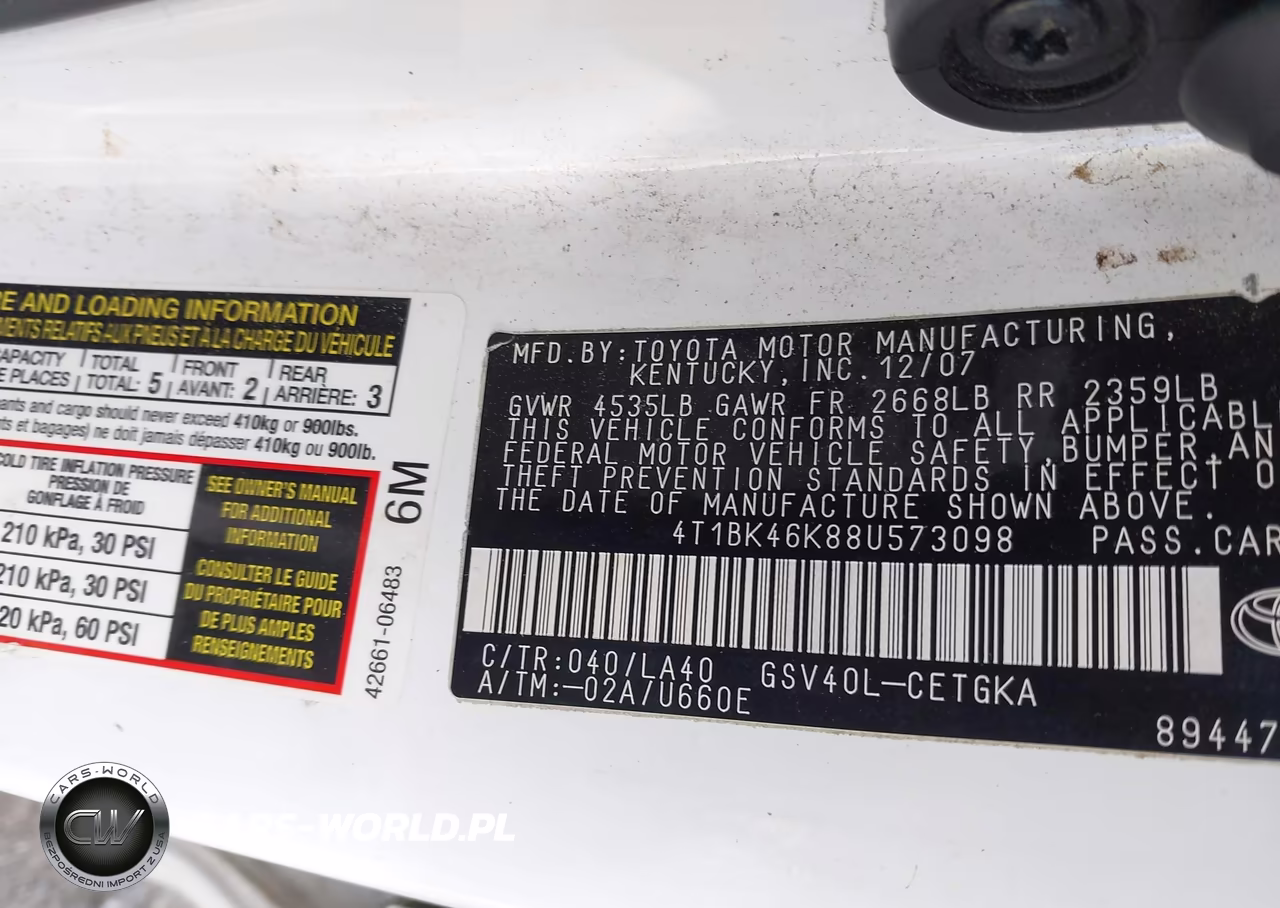 2008 Toyota Camry Xle V6 VIN:4T1BK46K88U573098 - 9