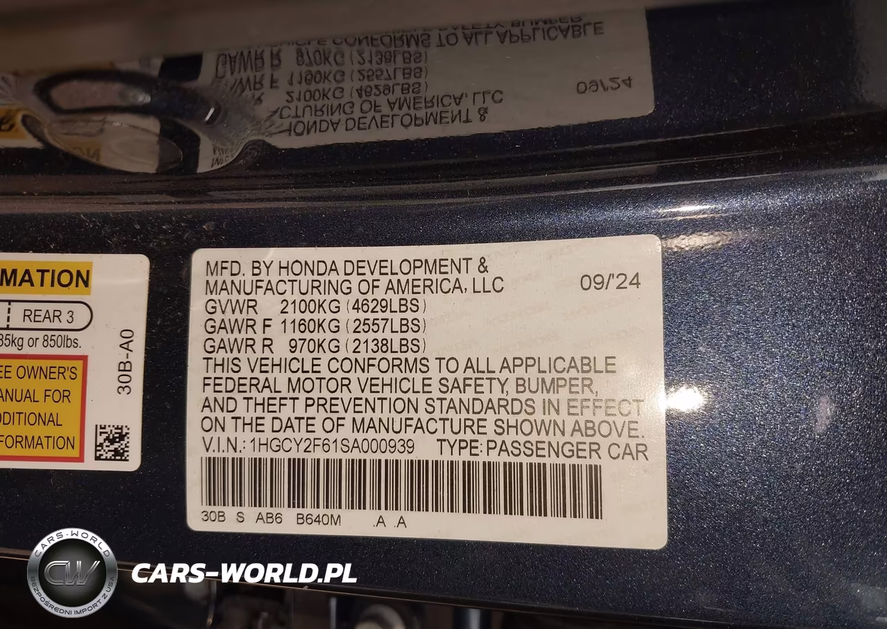 2025 Honda Accord Hybrid Ex-L VIN:1HGCY2F61SA000939 - 9