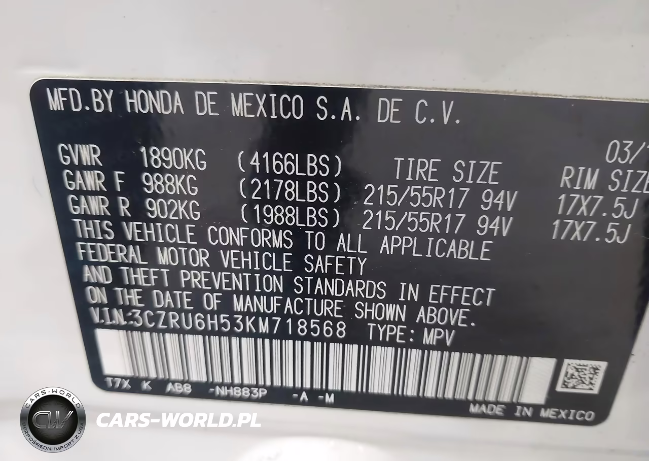 2019 Honda Hr-V Ex VIN:3CZRU6H53KM718568 - 9