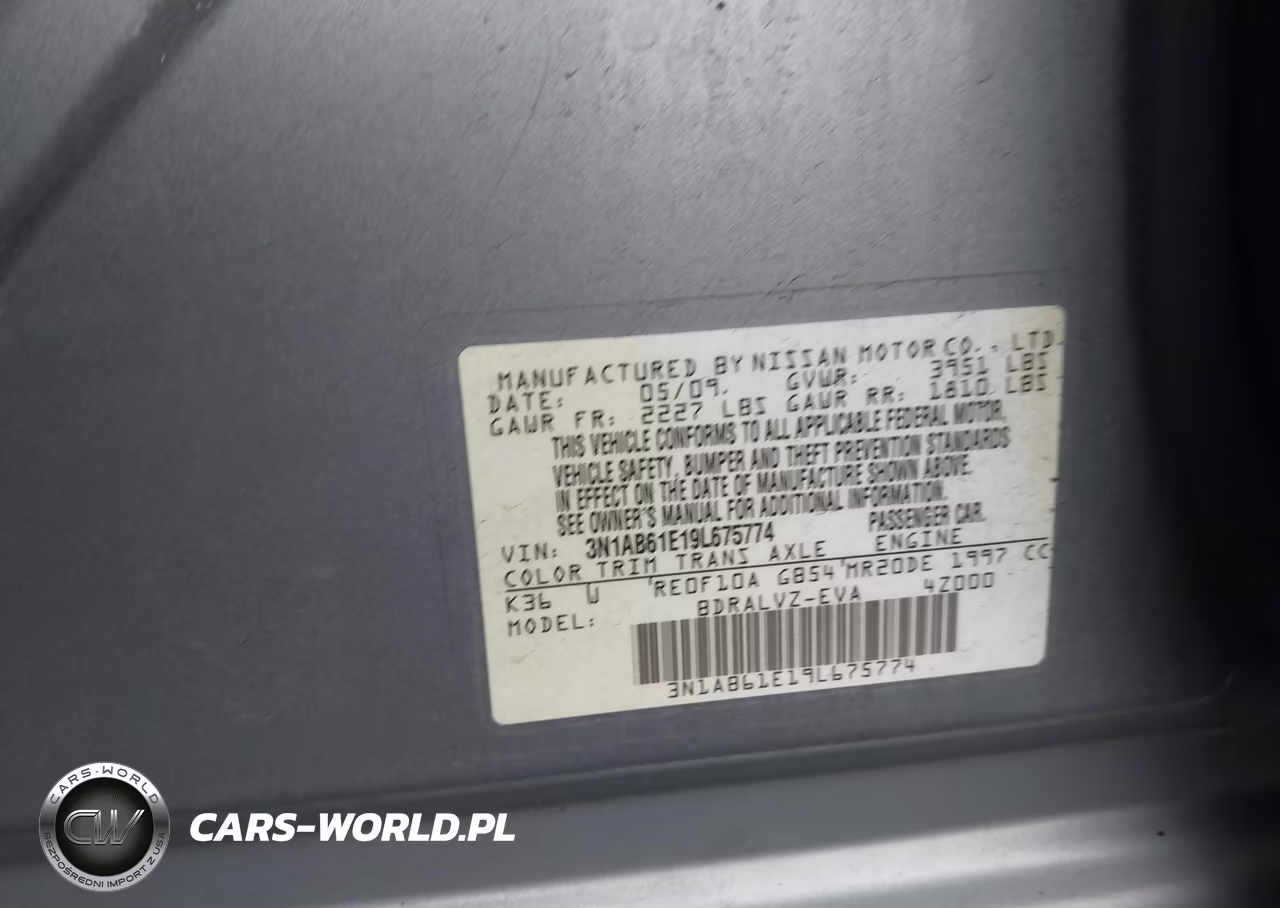 2009 Nissan Sentra 2.0Sl VIN:3N1AB61E19L675774 - 9
