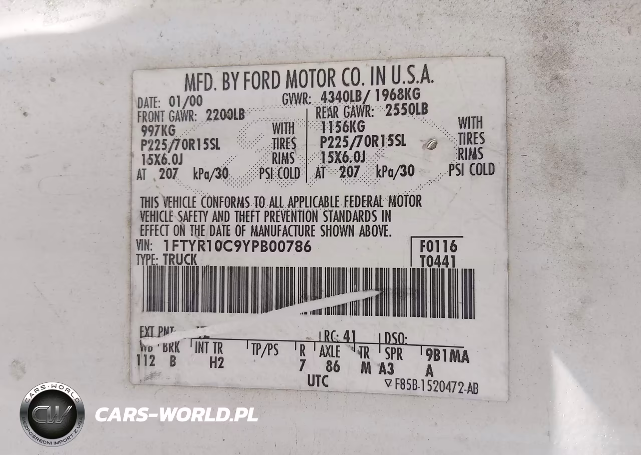 2000 Ford Ranger Xl-Xlt VIN:1FTYR10C9YPB00786 - 9