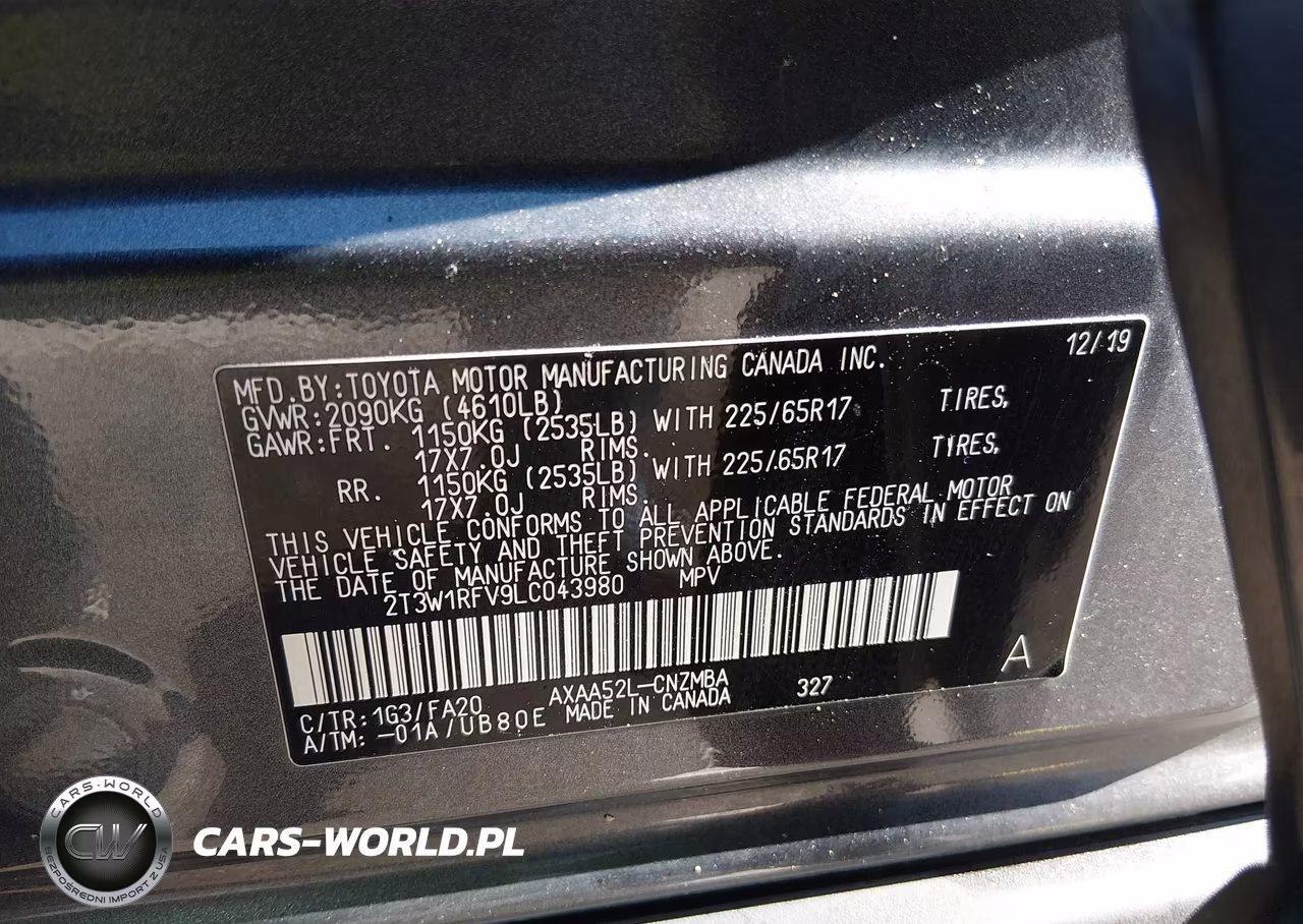 2020 Toyota Rav4 Xle VIN:2T3W1RFV9LC043980 - 9