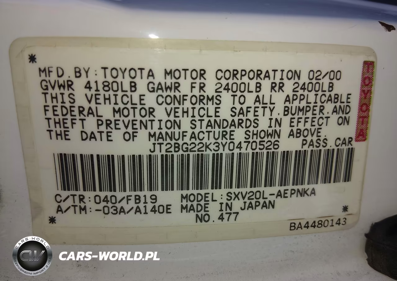 2000 Toyota Camry Le VIN:JT2BG22K3Y0470526 - 9