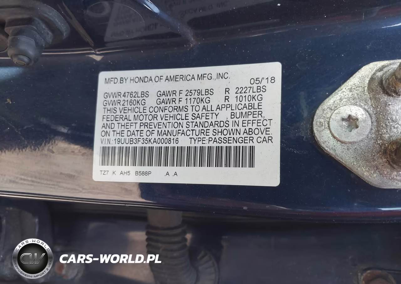 2019 Acura Tlx Standard VIN:19UUB3F35KA000816 - 9