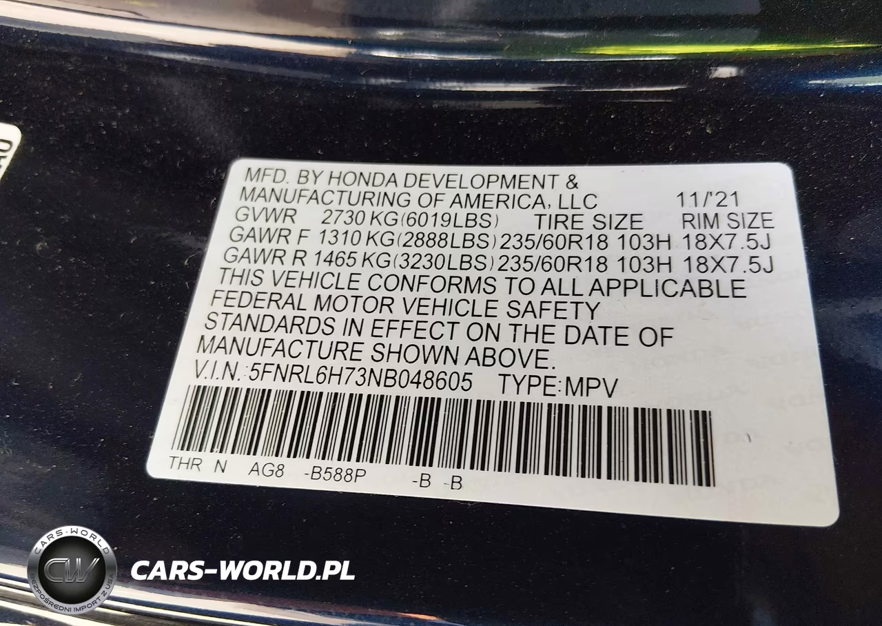 2022 Honda Odyssey Ex-L VIN:5FNRL6H73NB048605 - 9