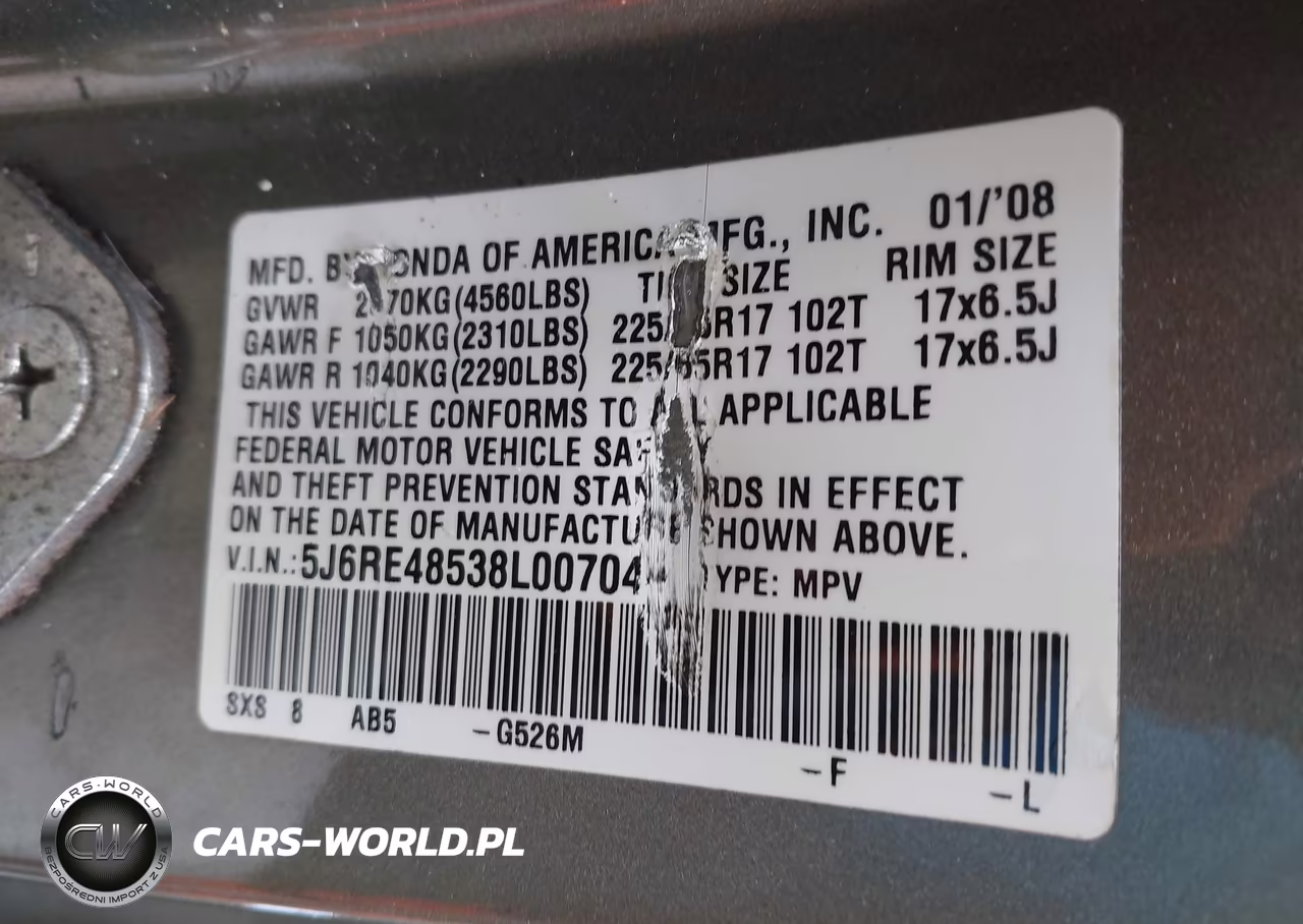 2008 Honda Cr-V Ex VIN:5J6RE48538L007044 - 9