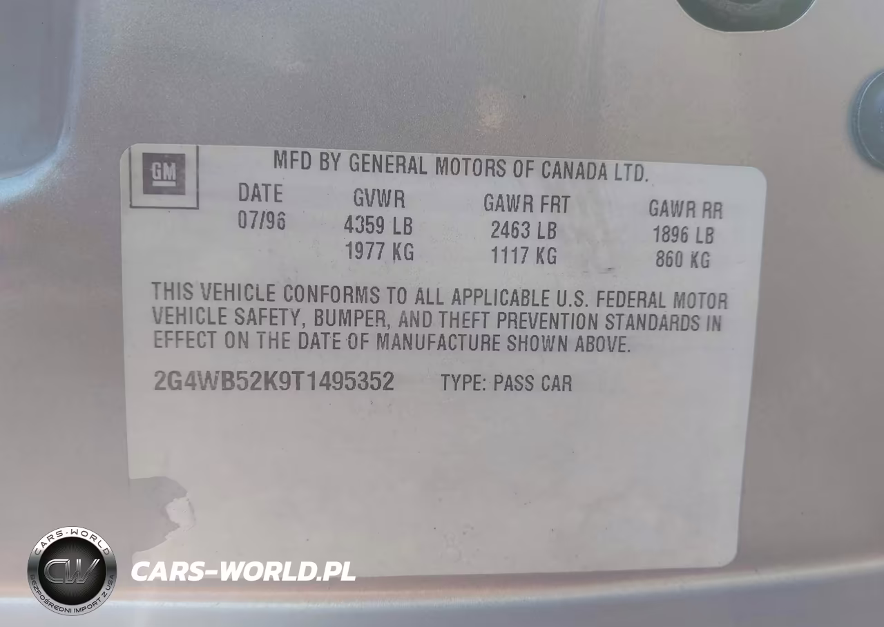1996 Buick Regal Custom VIN:2G4WB52K9T1495352 - 9