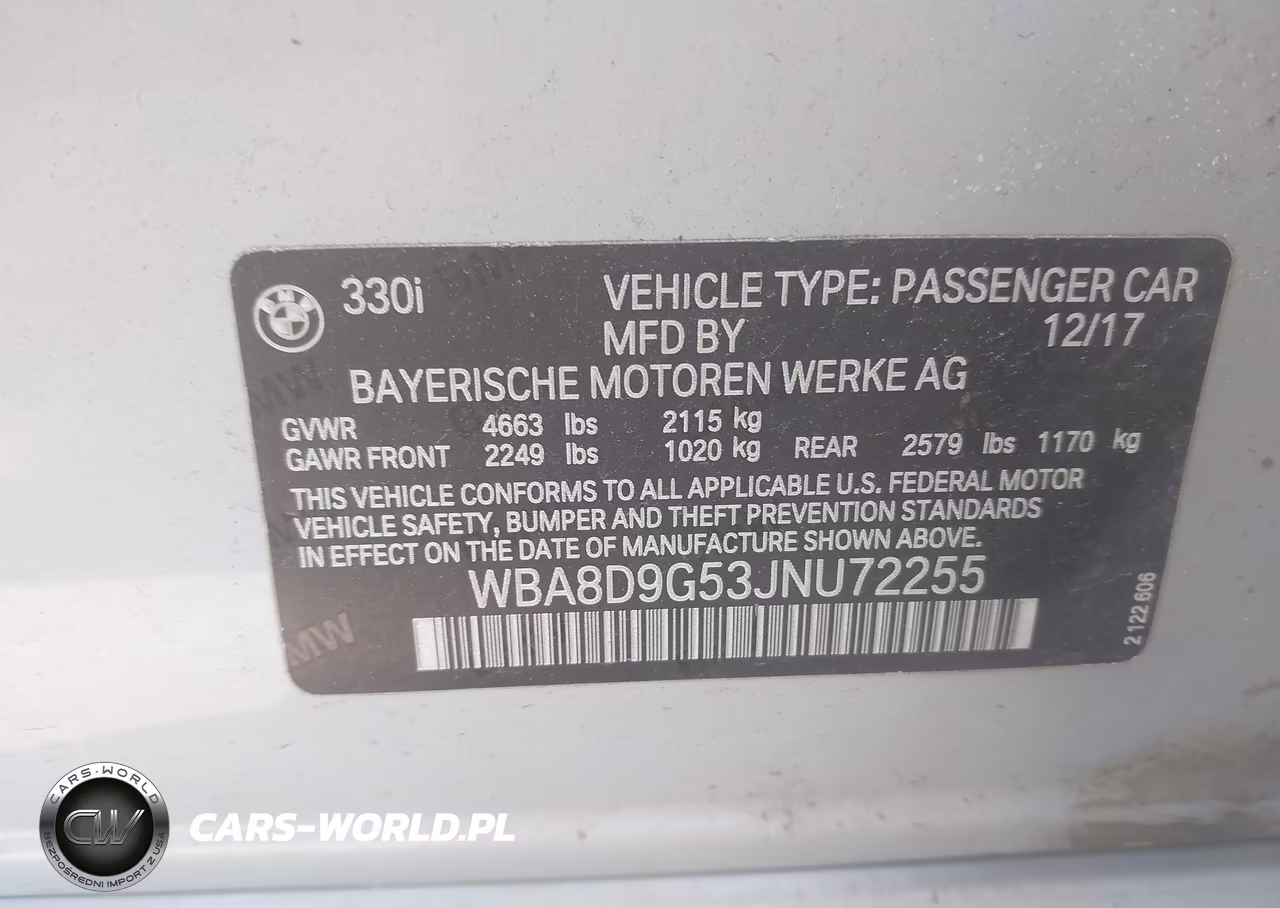2018 BMW 330I xDrive VIN:WBA8D9G53JNU72255 - 9
