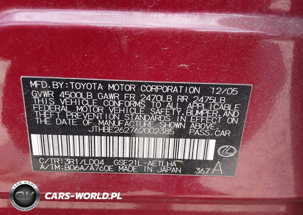 2006 Lexus Is 350 VIN:JTHBE262762002385 - 9