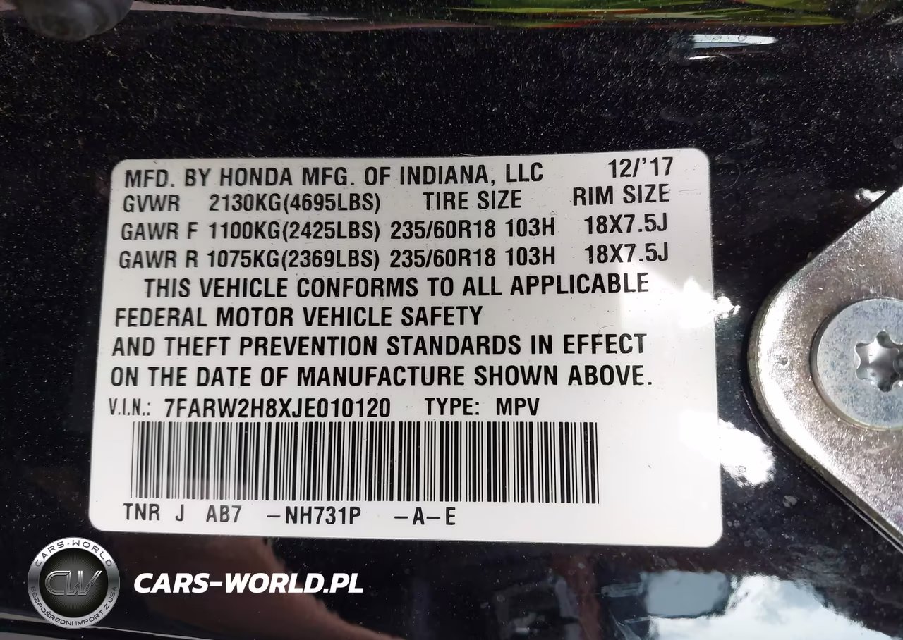 2018 Honda Cr-V Ex-L-Ex-L Navi VIN:7FARW2H8XJE010120 - 9