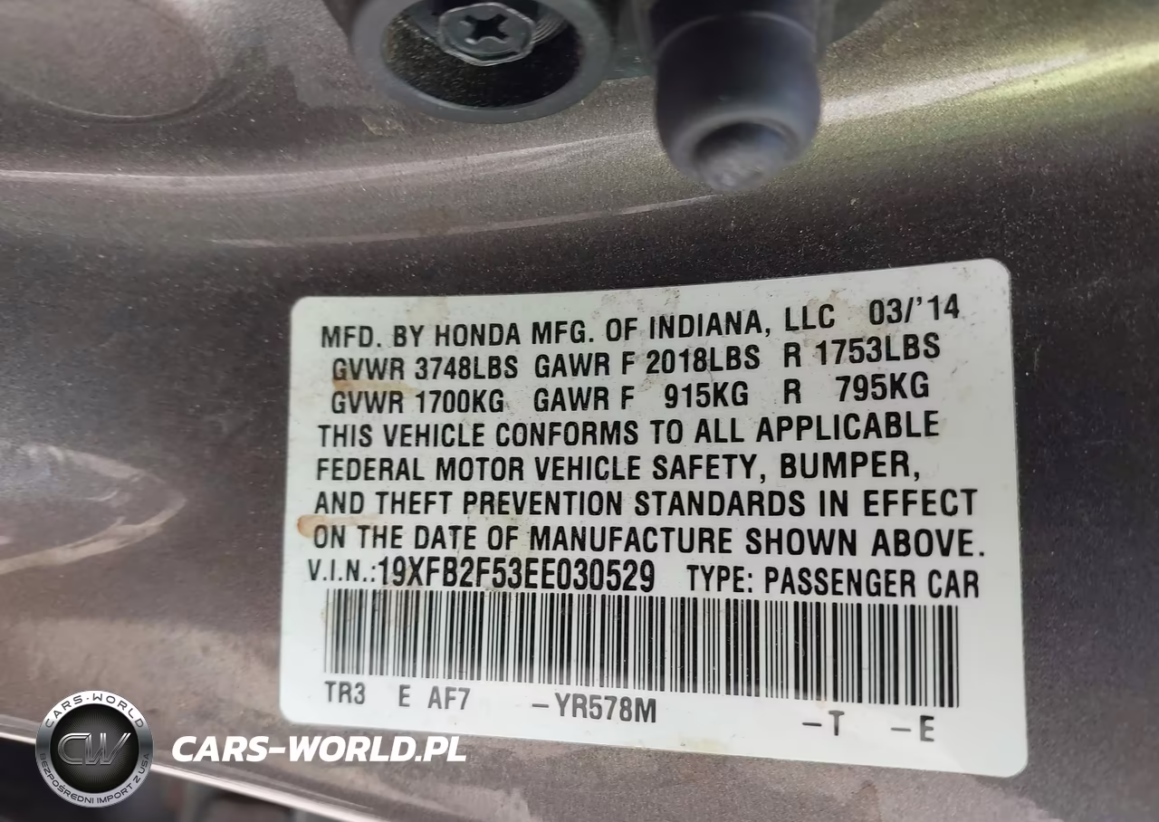 2014 Honda Civic Lx VIN:19XFB2F53EE030529 - 9