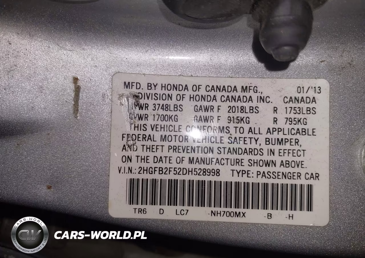 2013 Honda Civic Lx VIN:2HGFB2F52DH528998 - 9