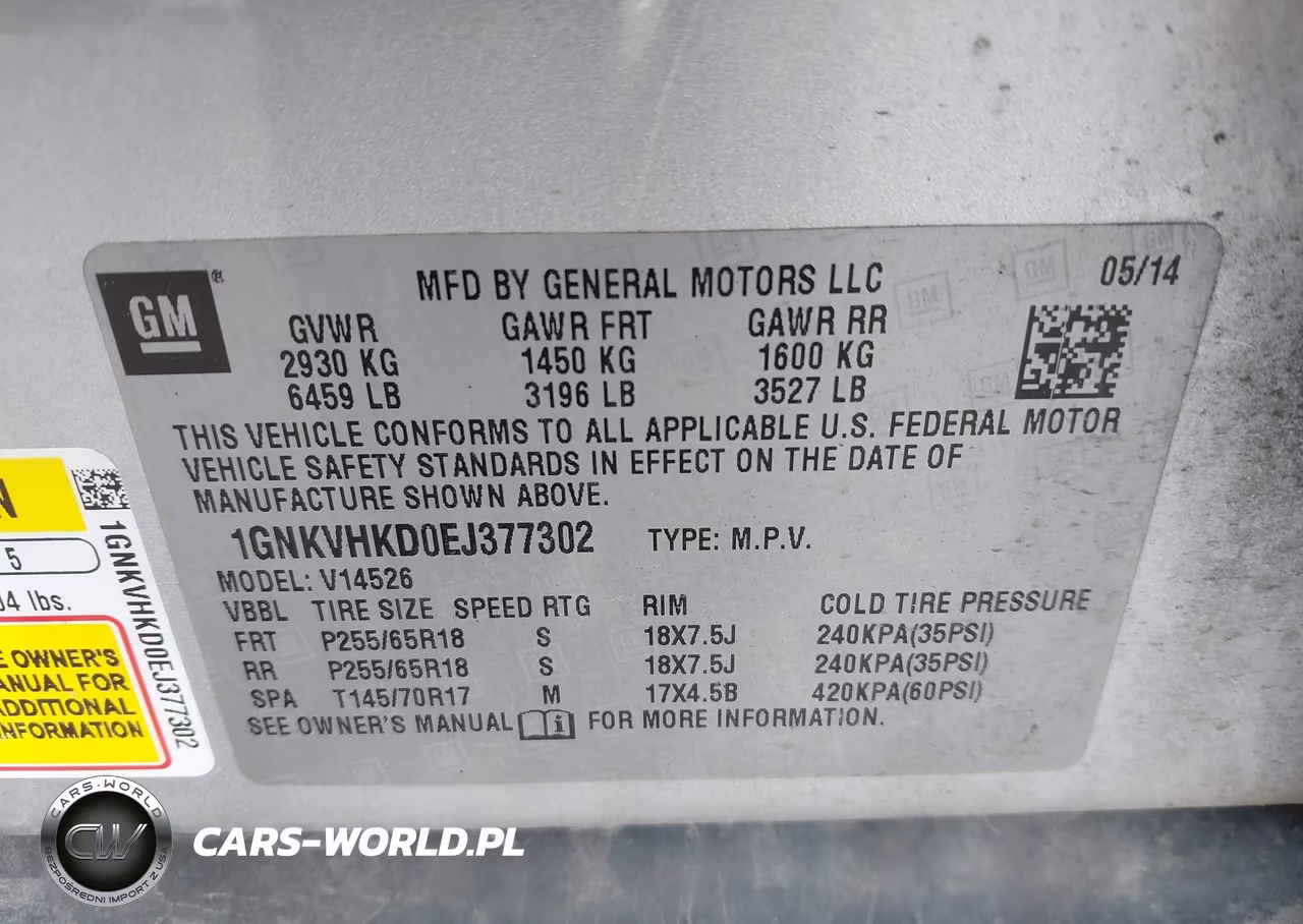 2014 Chevrolet Traverse 2Lt VIN:1GNKVHKD0EJ377302 - 9